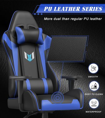 BIGZZIA Gaming Chair Gamer Stühle mit Lendenkissen, Höhenverstellbar, mit Kopfstütze, Computerstuhl Ergonomisch