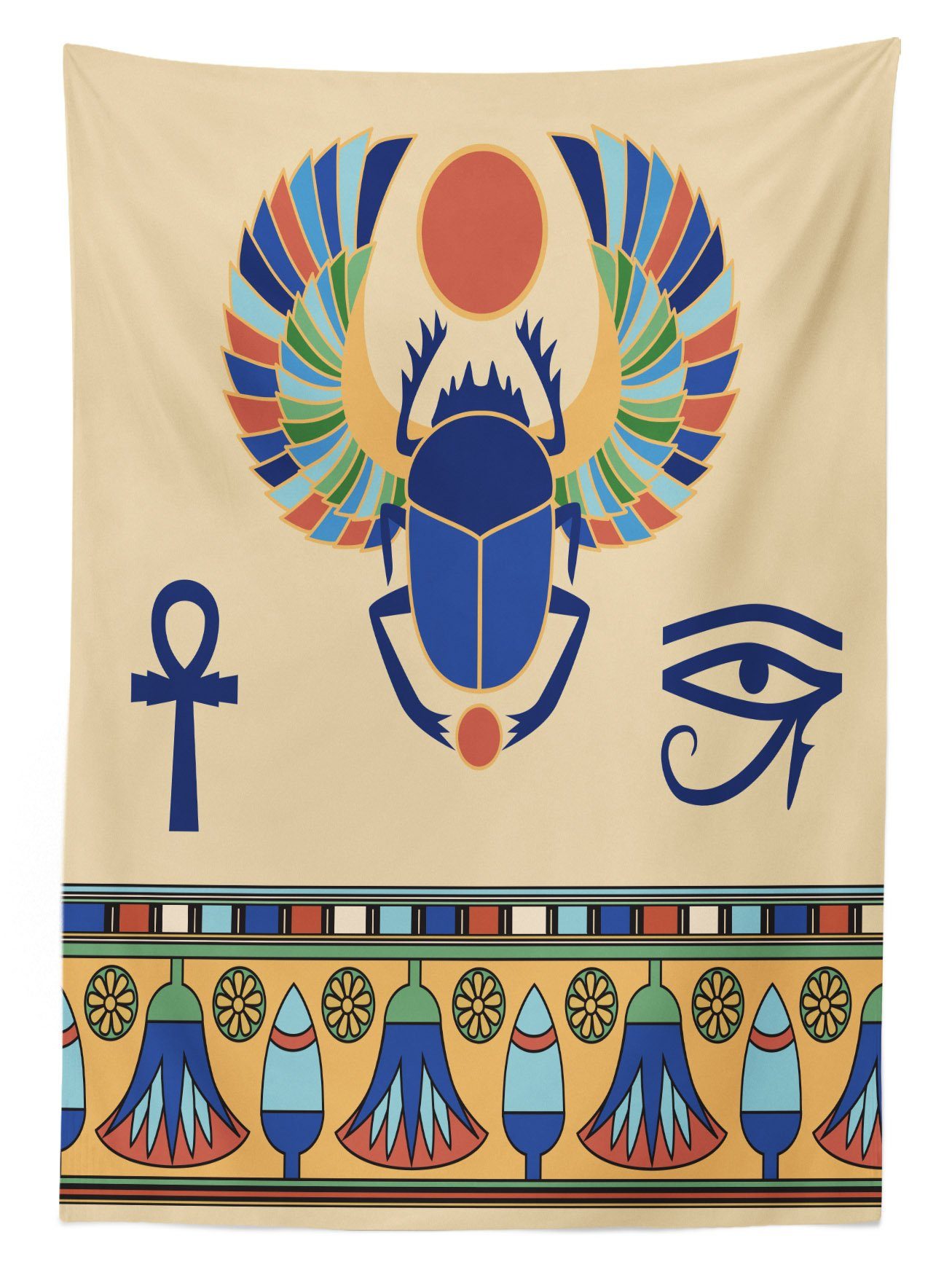 Farben, Eye-Motiv Waschbar Tischdecke den ägyptisch Abakuhaus Bereich geeignet Scarab Für Farbfest Außen Klare