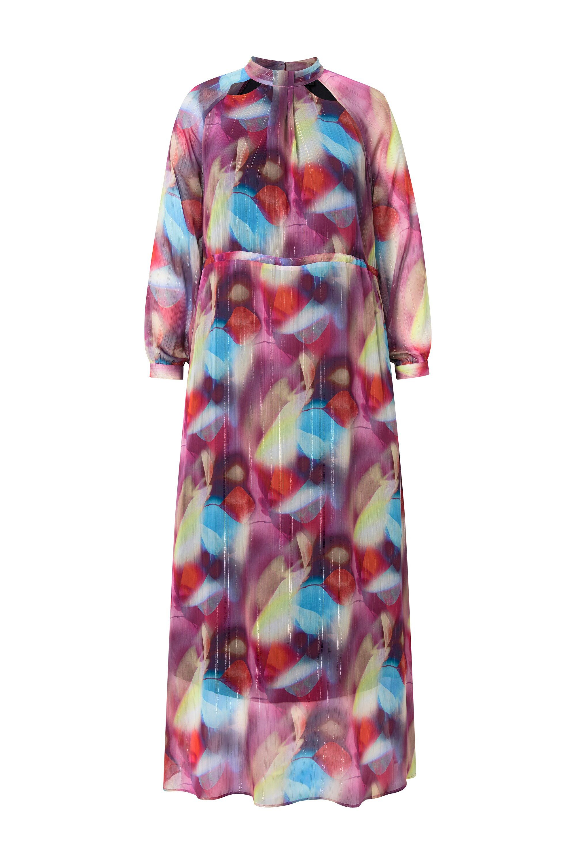 Ulla Popken Cocktailkleid Maxi-Abendkleid doppellagig Langarm günstig online kaufen