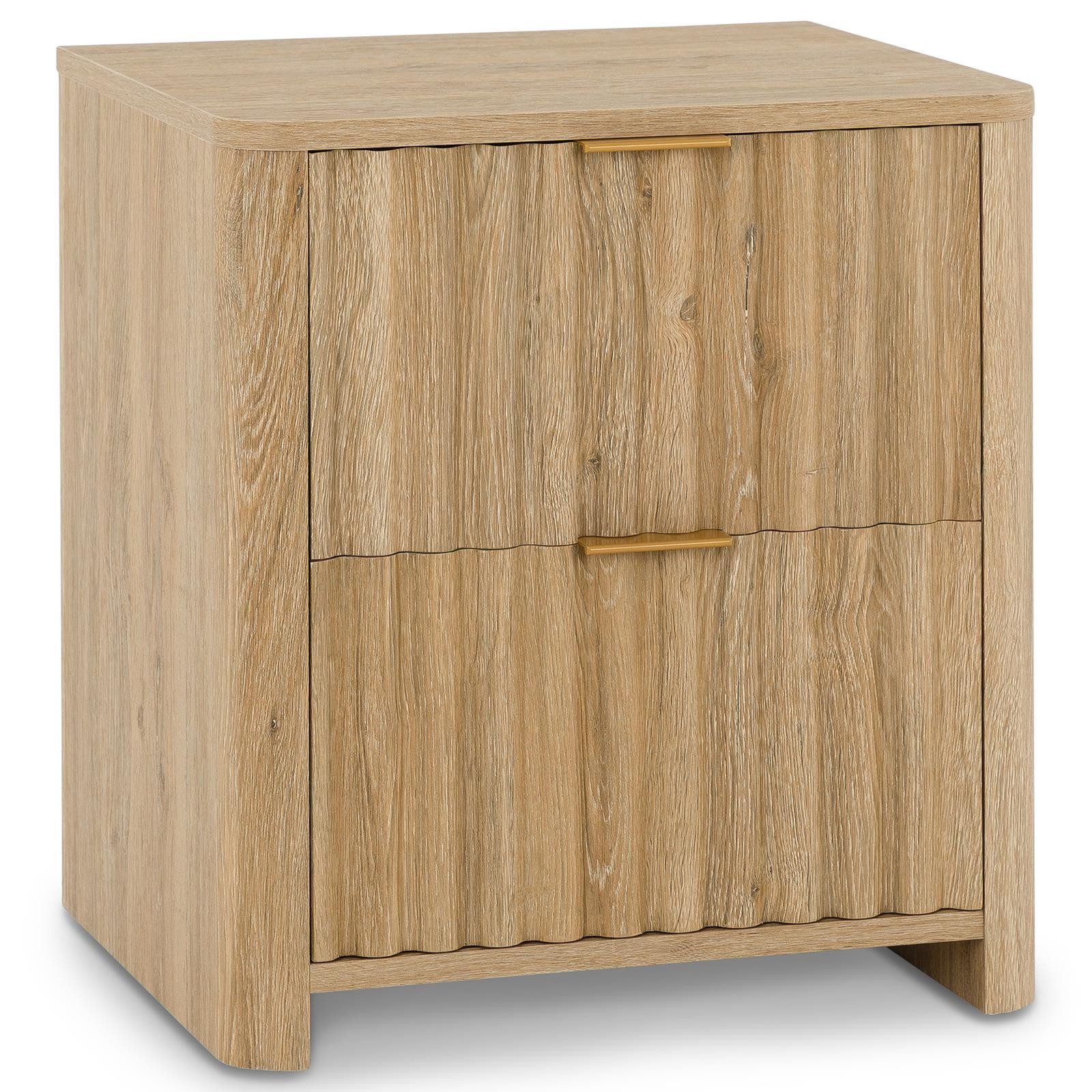 IDIMEX Nachttisch ELLA, Beistelltisch mit 2 Schubladen und Lamellenoptik-Front Eiche Finish