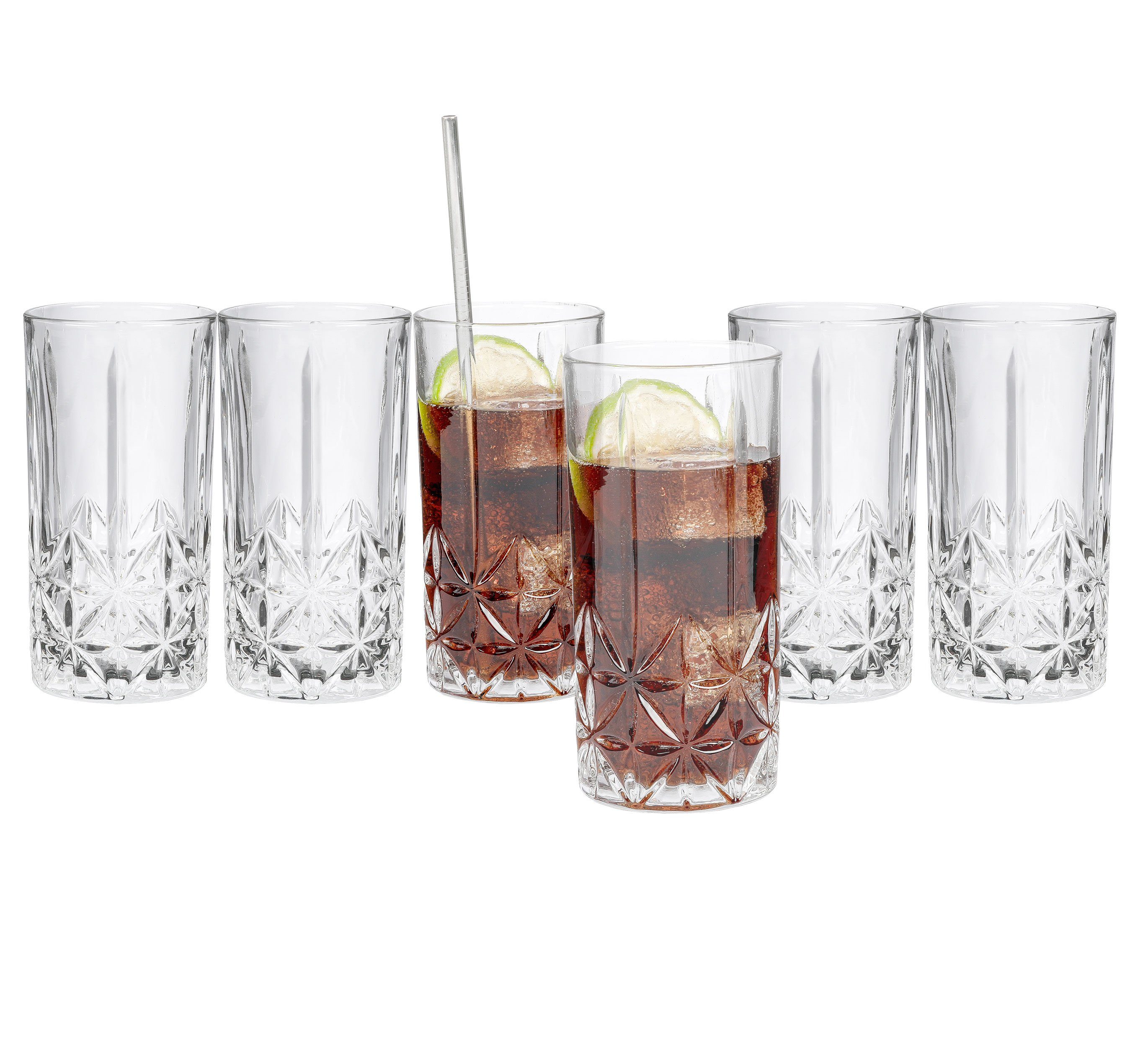 KS-Direkt Cocktailglas Longdrinkgläser 375ml Glas Gläser-Set Cocktailgläser Spülmaschinenfest, hochwertige Glas mit exquisiter Schliff-Optik