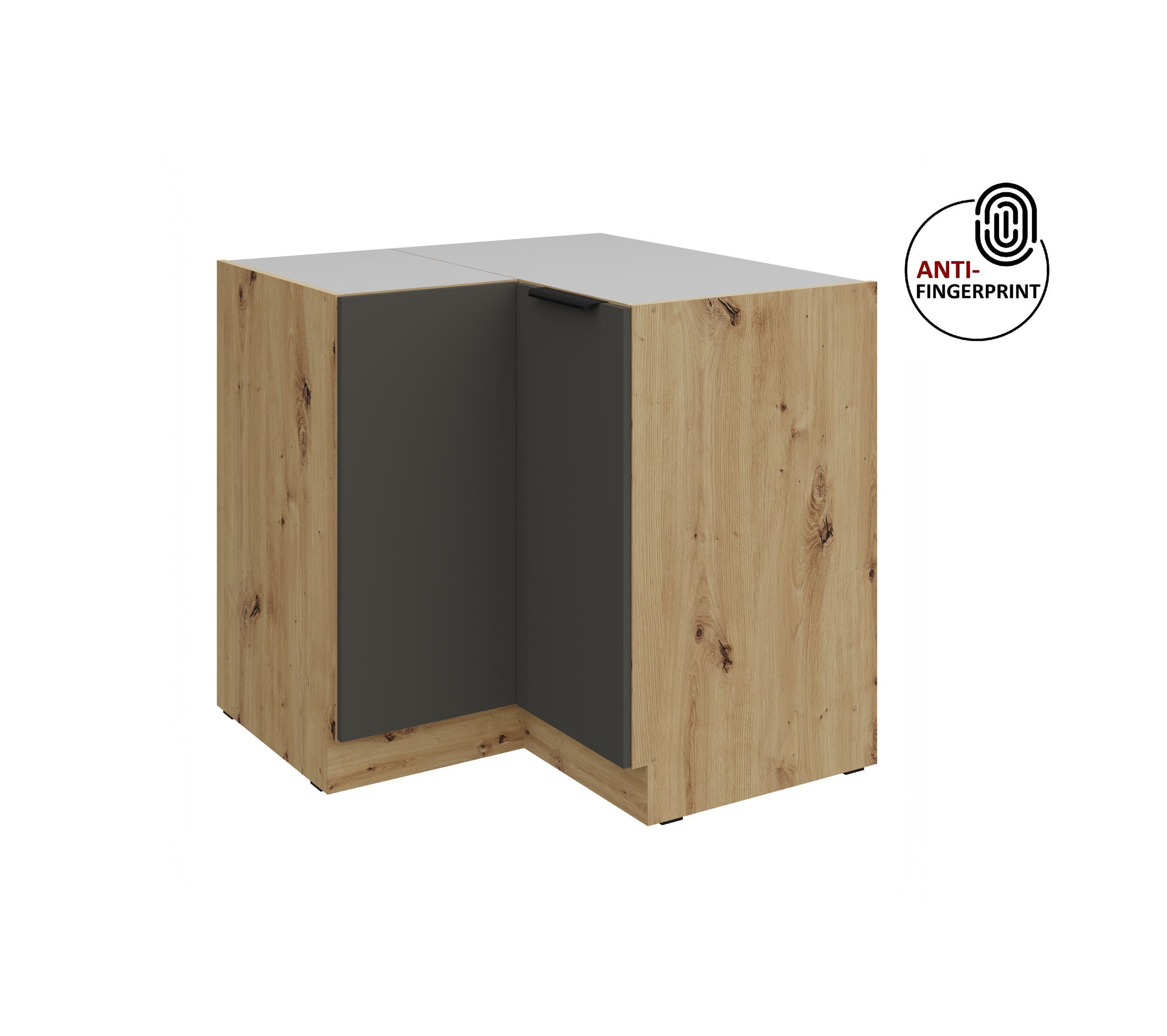 Küchen-Preisbombe Eckunterschrank 90x90 cm Küche ARIA Graphite ultra matt Anti Fingerprint Кухніzeile