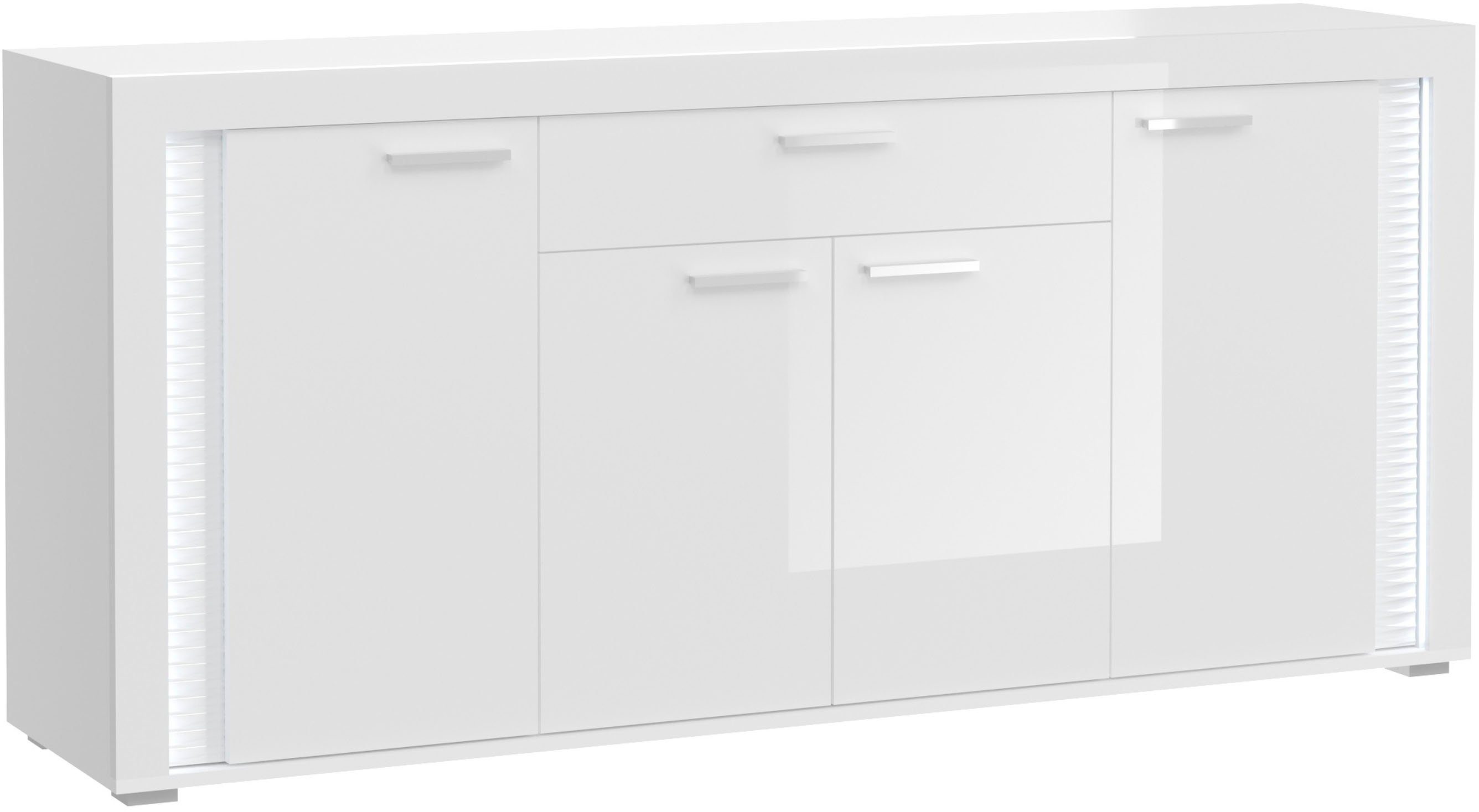 Home affaire Sideboard Viborg, Breite 182cm, inkl. vertikaler Frontbeleuchtung, 4 Türen, 3 Einlegeböden, 6 Fächer, 1 Schubkasten, Anrichte, Schrank