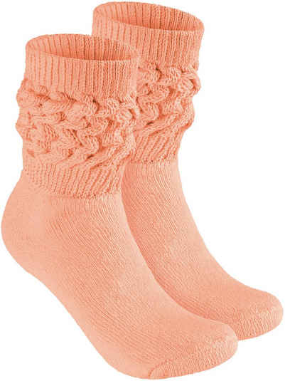 BRUBAKER Schoppersocken Slouch Socken - Damen Fitnesssocken (80s Style, 4-Paar, Baumwolle) Knit Sportsocken für Fitness, Yoga, Workout, Gymnastik und Wellness