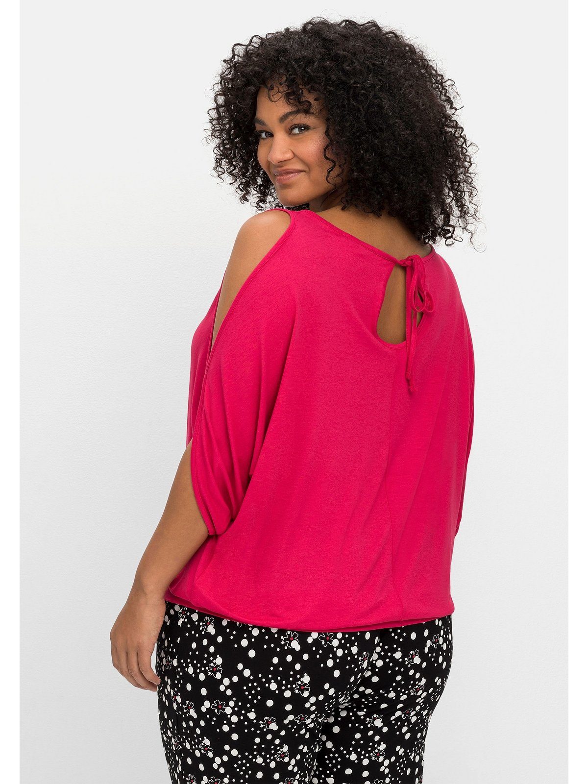 Sheego T-Shirt Große Größen mit geschlitzten Fledermausärmeln