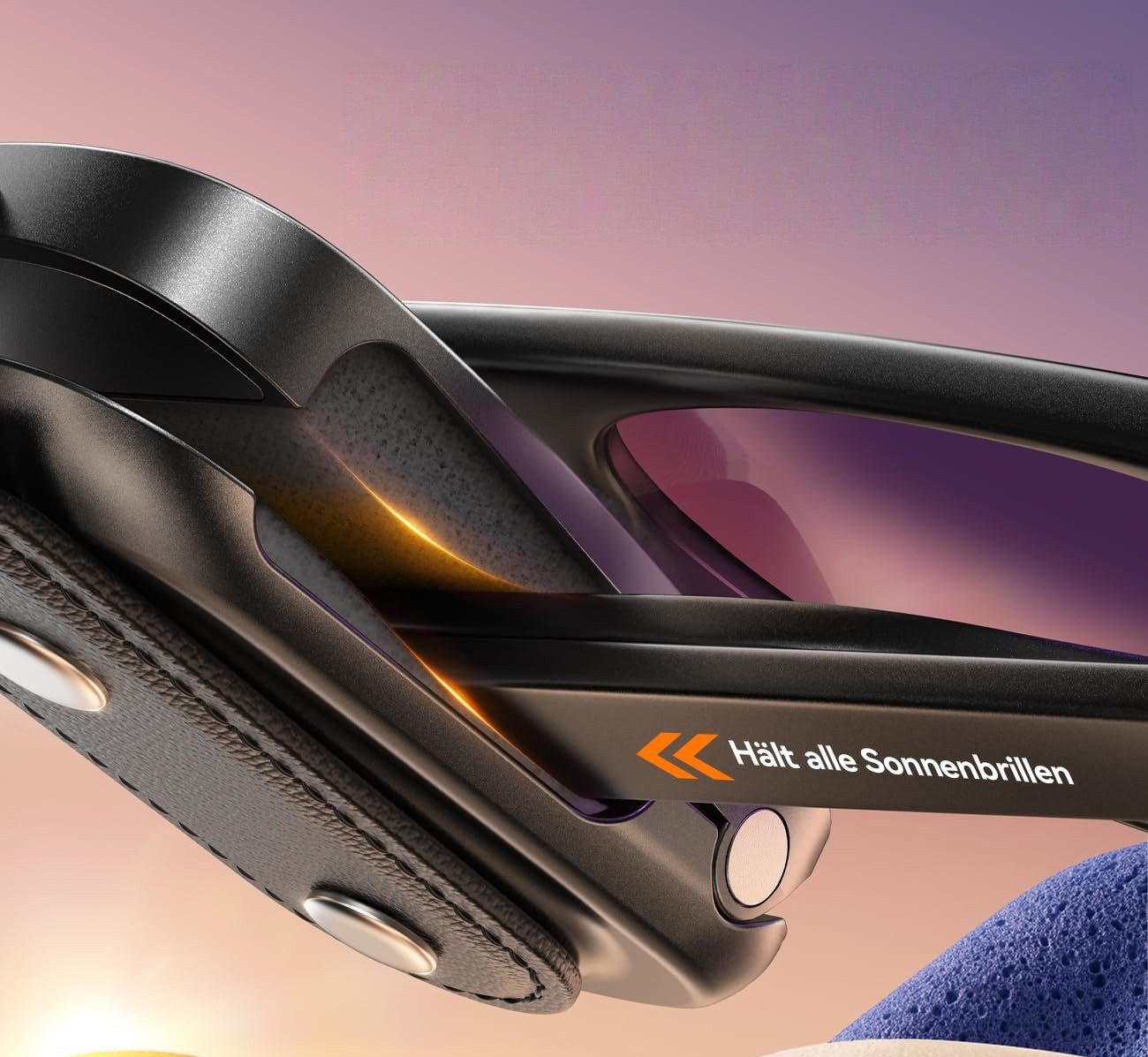 FOUORTUNATE-BEE Brillenetui Magnetischer Sonnenbrillenhalter für Auto-Sonnenblende, Schwarz, Auto Brillenhalter mit Einhandbedienung für Sonnenblenden – Bild 3 von 5