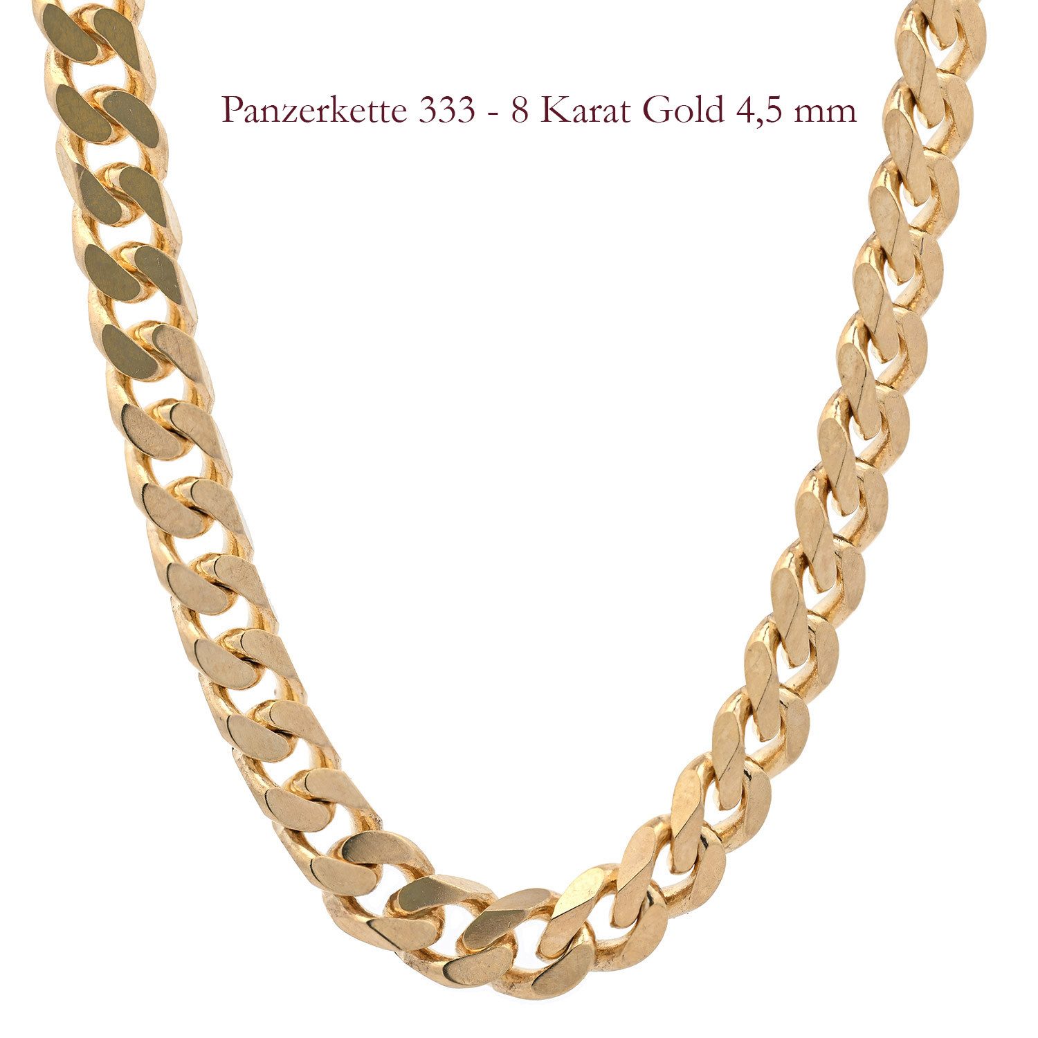 HOPLO Panzerkette Goldkette Panzerkette Halskette Breite 4,5 mm 19 cm 333-8 Karat Gold, Made in Germany – Bild 3 von 5