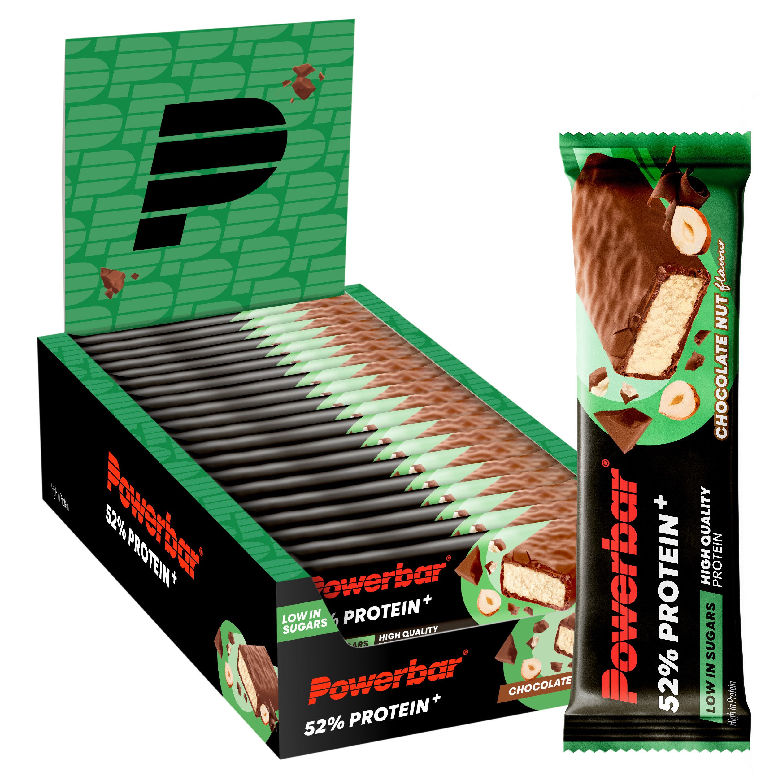 PowerBar 52% Protein Plus Chocolate Nut 20x50g High Protein Low Sugar Riegel Riegel, 20 er Display à 20 St., 1000 g, 26g Protein/Riegel