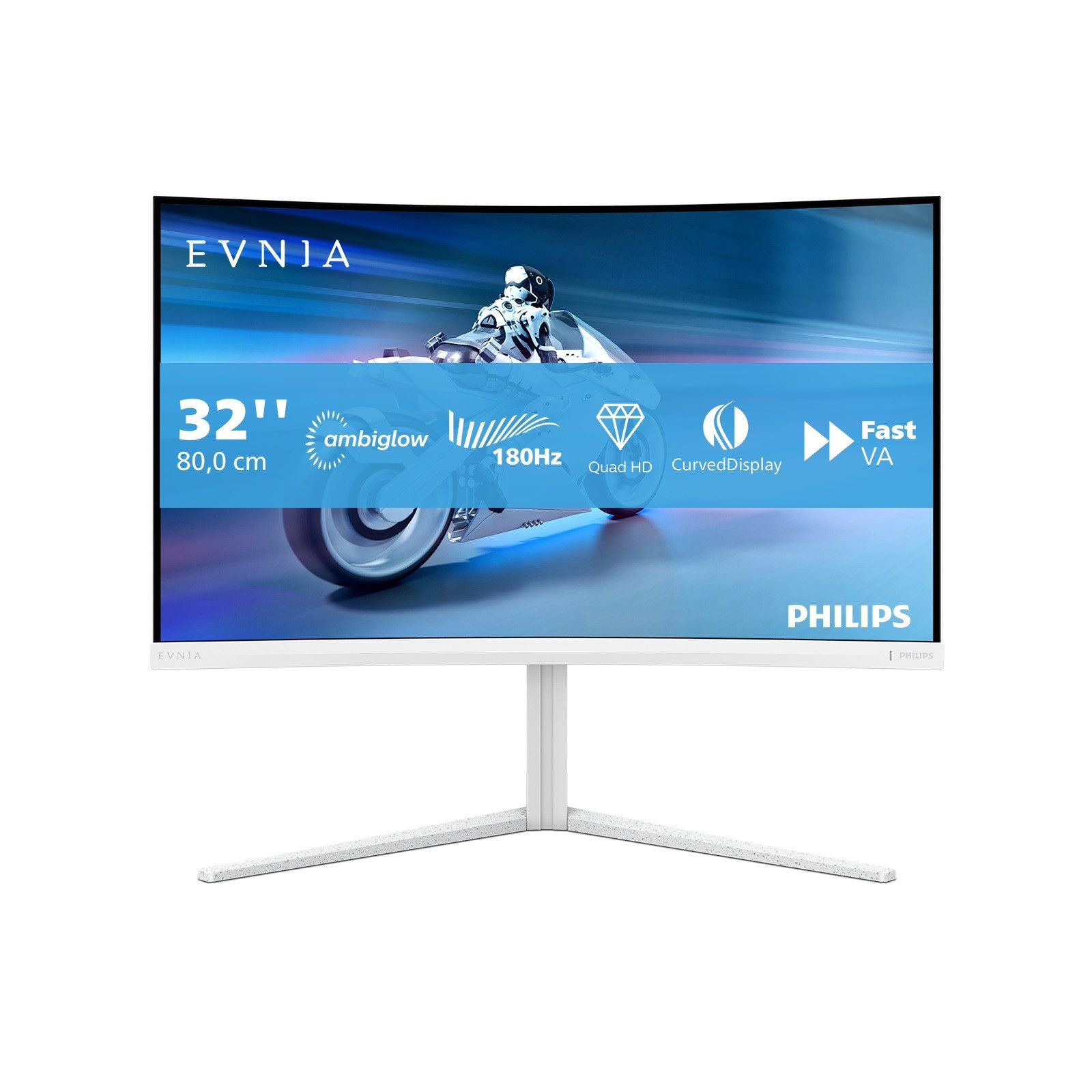 Philips 32M2C5501 Curved-Gaming-Monitor (80 cm/32 ", 2560 x 1440 px, QHD, 0,5 ms Reaktionszeit, 180 Hz, VA LED, dreh-, neig-, und höhenverstellbar)