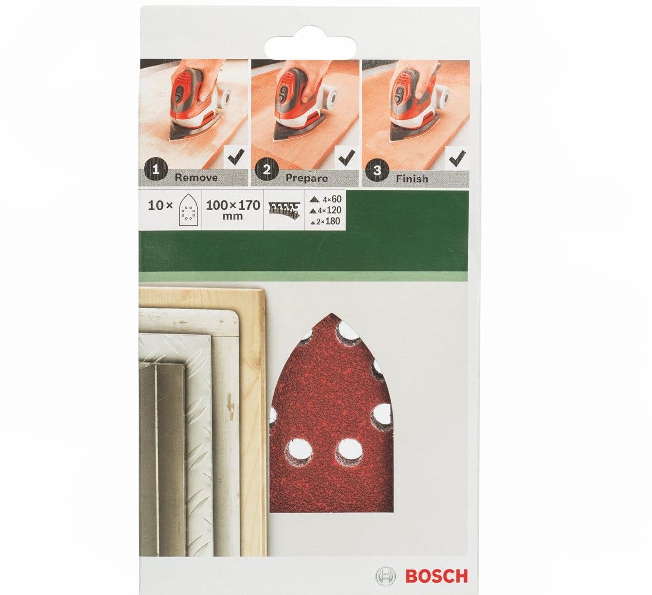 Thumbnail - BOSCH Schleifpapier Schleifblatt 5 Stk, 95 x 135 mm K 120 für Black + Decker