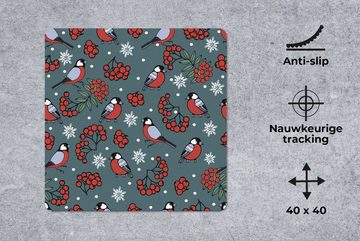 MuchoWow Gaming Mauspad Vogel - Weihnachten - Schnee - Beere - Muster (1-St), Mousepad mit Rutschfester Unterseite, Gaming, 40x40 cm, XXL, Großes