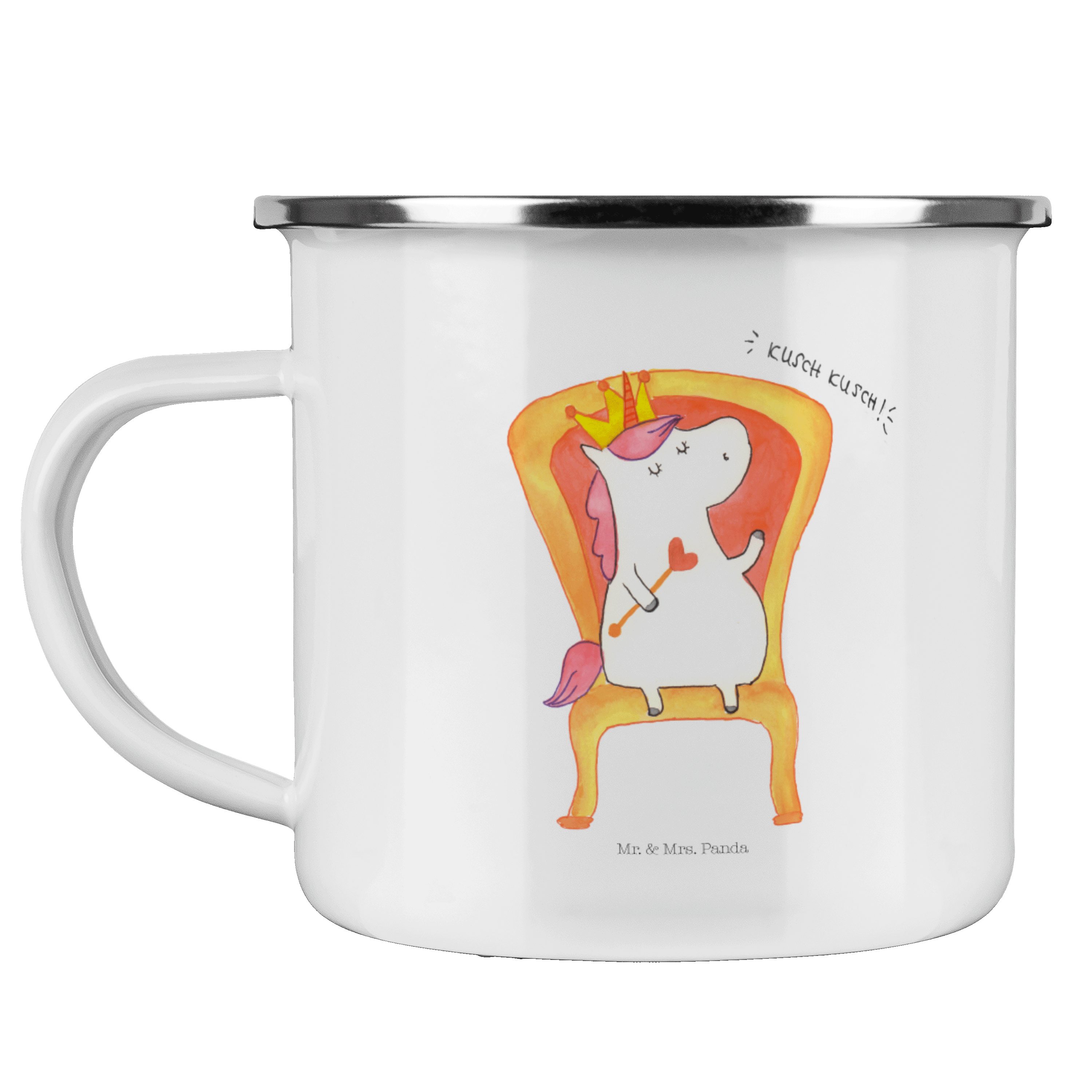 Weiß Tasse Tasse, - Mrs. Geschenk, Camping Panda Me, Outdoor Mr. Becher Prinzessin & Einhorn - Emaille