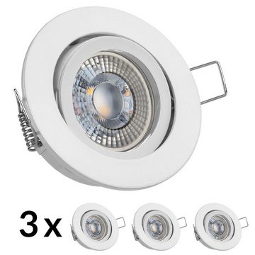 LEDANDO LED Einbaustrahler 3er RGB LED Einbaustrahler Set extra flach in weiß mit 3W LED von LEDA