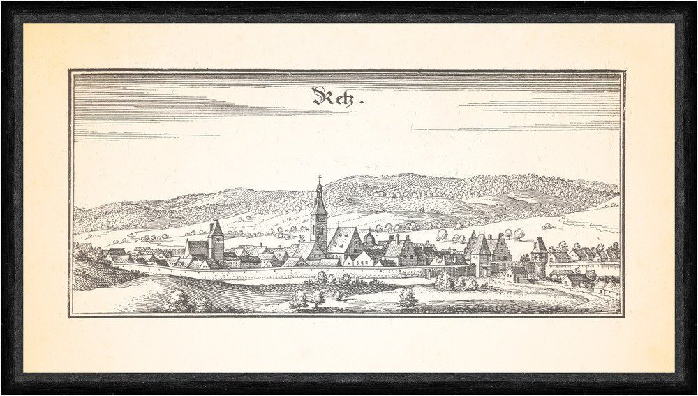 Kunstdruck Retz Rötz Schwarzach Burg Schwarzenburg Stadtpfarrkirche Faks_Merian 0