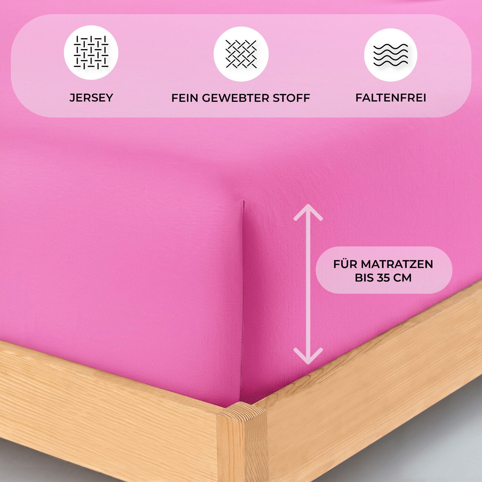Buymax Spannbettlaken Wasserbett Spannbettlaken für Boxspringbetten Matratzen bis 35 cm Höhe, Jersey, Gummizug: Rundumgummi, (1 Stück), Spannbetttuch 97% Baumwolle, 3% Elasthan, atmungsaktiv, 40 cm Steghöhe
