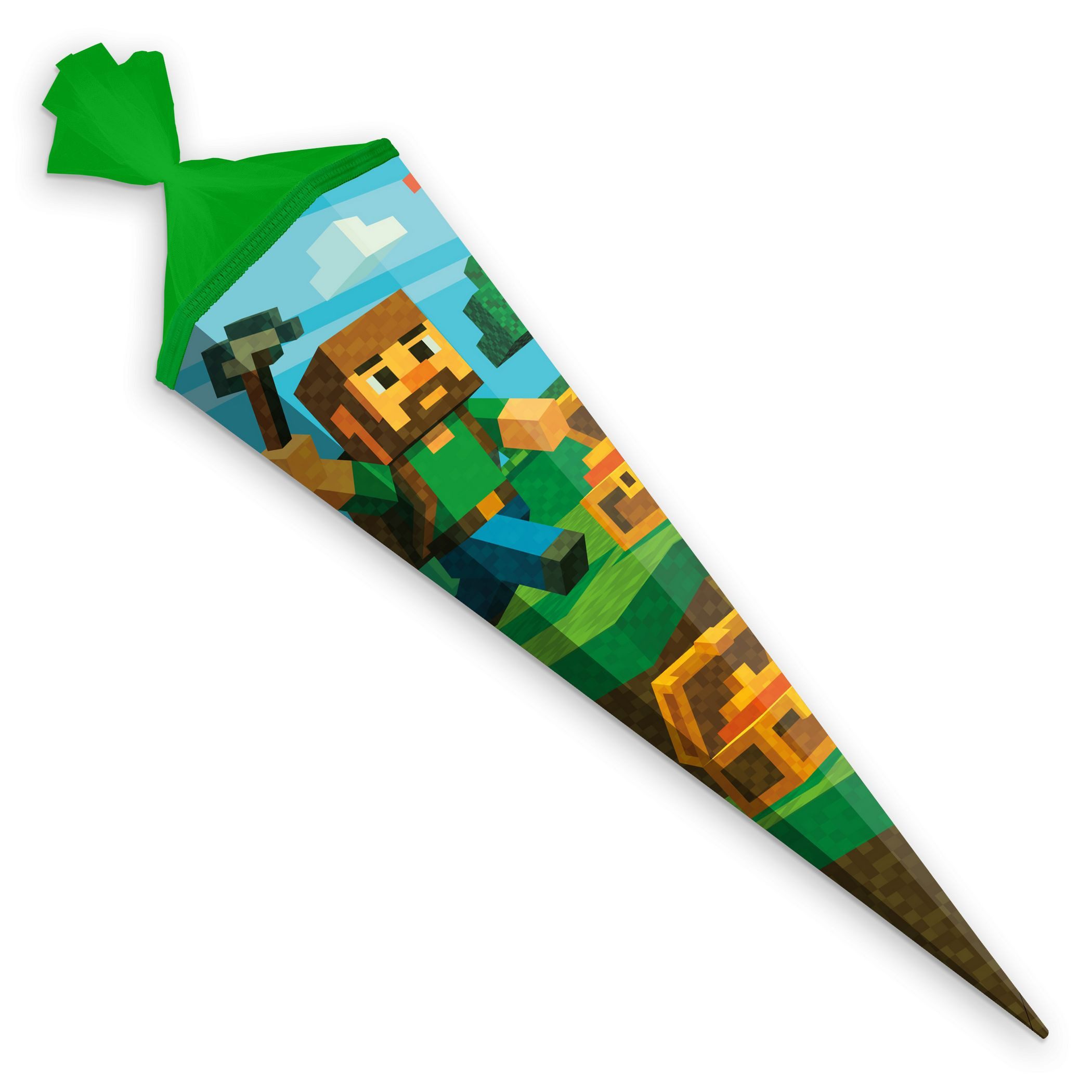 itenga Schultüte itenga Schultüte 85cm eckig Blockgame PIXEL Zuckertüte Tüllverschluss