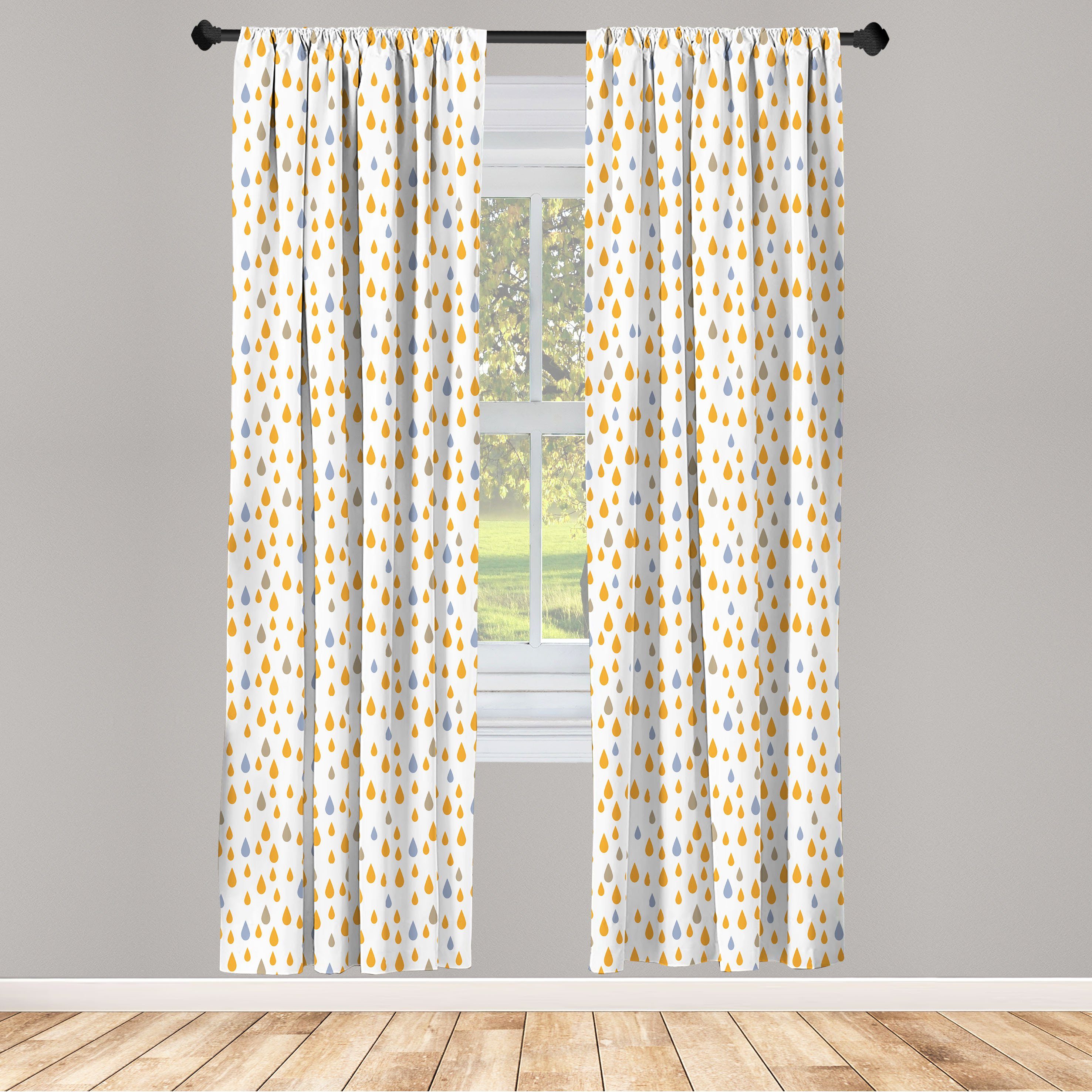 Gardine Vorhang für Regen im Abakuhaus, Regen Dekor, Wohnzimmer Schlafzimmer Himmel Microfaser