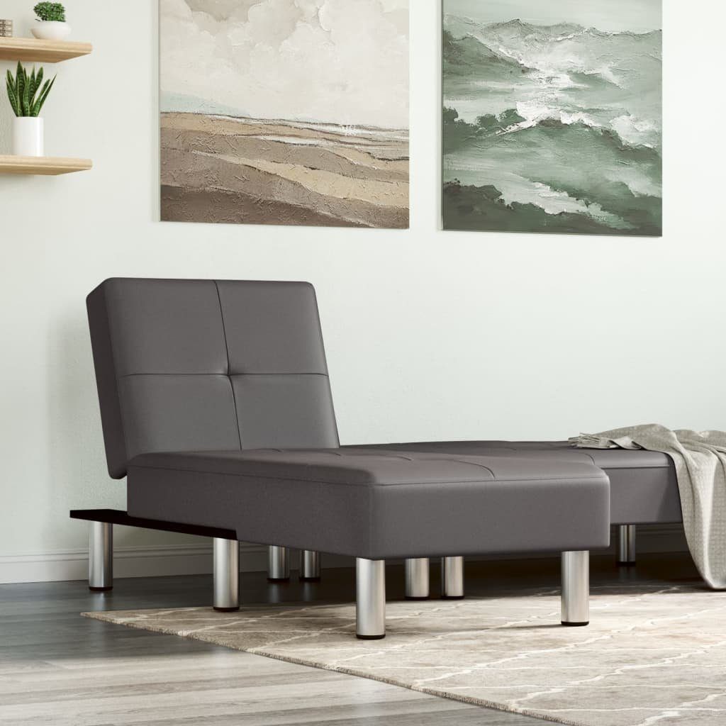 vidaXL Chaiselongue Chaiselongue Grau Kunstleder, 1 Teile
