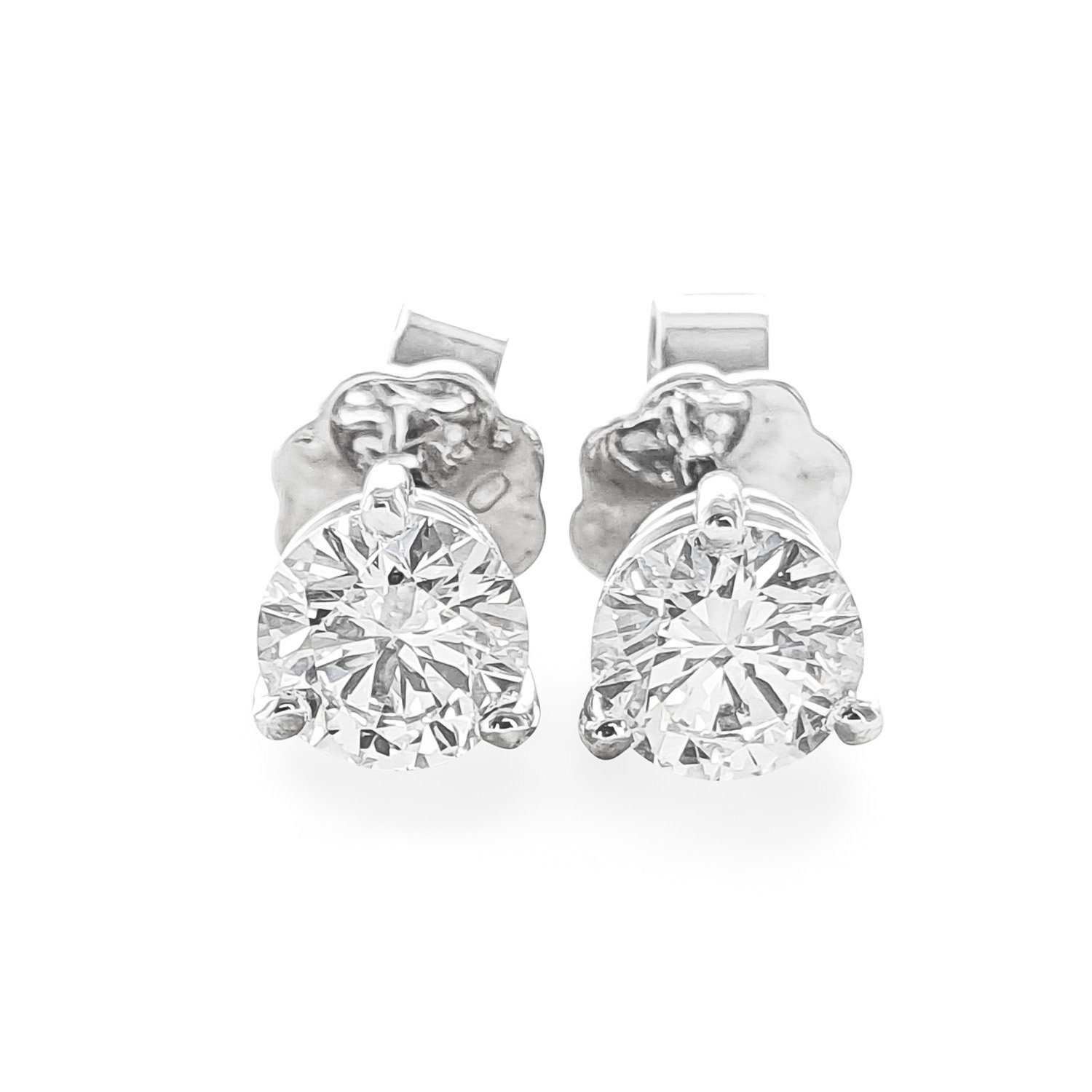 Paar Ohrstecker Diamant Ohrstecker 750 Weißgold mit 2 Diamanten Brillanten 1,02 F/IF