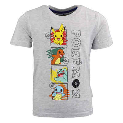 POKÉMON Print-Shirt »Pokemon Glumanda Shiggy Pikachu Bisasam Kinder jungen T-Shirt« Gr. 110 bis 152, in Grau