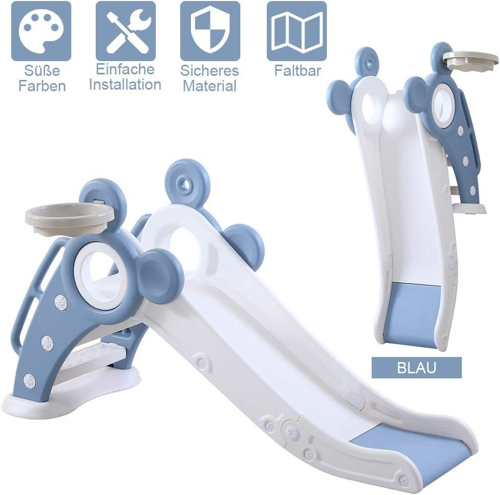 YOLEO Rutsche Kinder Fun-Slide mit Basketballkorb Faltbar Kinderrutsche günstig online kaufen