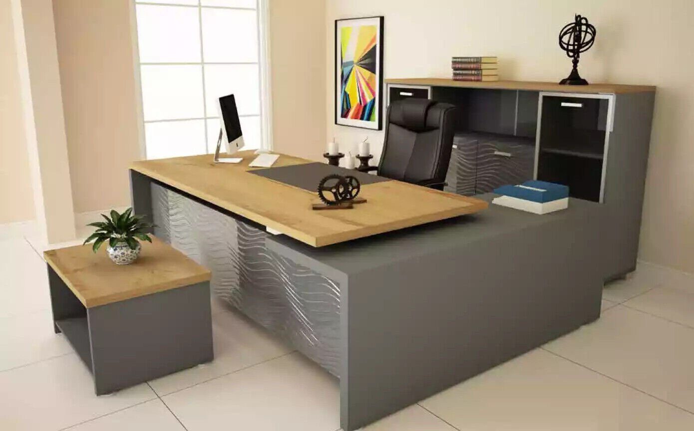 Aktenschrank Komplettes Schreibtisch Büro Schreibtisch/Couchtisch/Bücherregal) Couchtisch Set (3-St., Schreibtisch JVmoebel Kommode