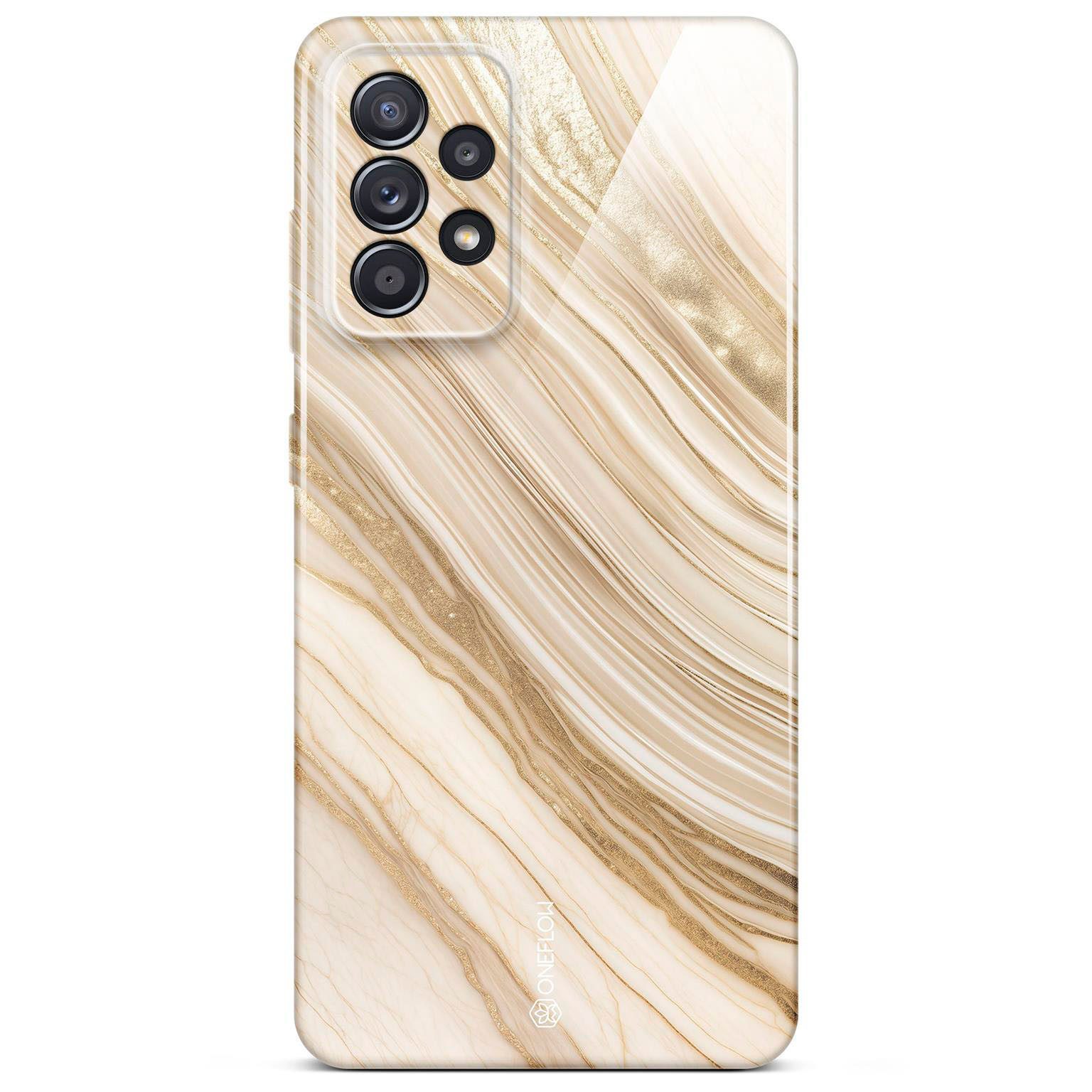 ONEFLOW Handyhülle für Samsung Galaxy A52 / A52s 5G Hülle Marmor Bliss Cover Gold Beige, Handy Schutz Backcover Handytasche Case Schutzhülle mit Kameraschutz