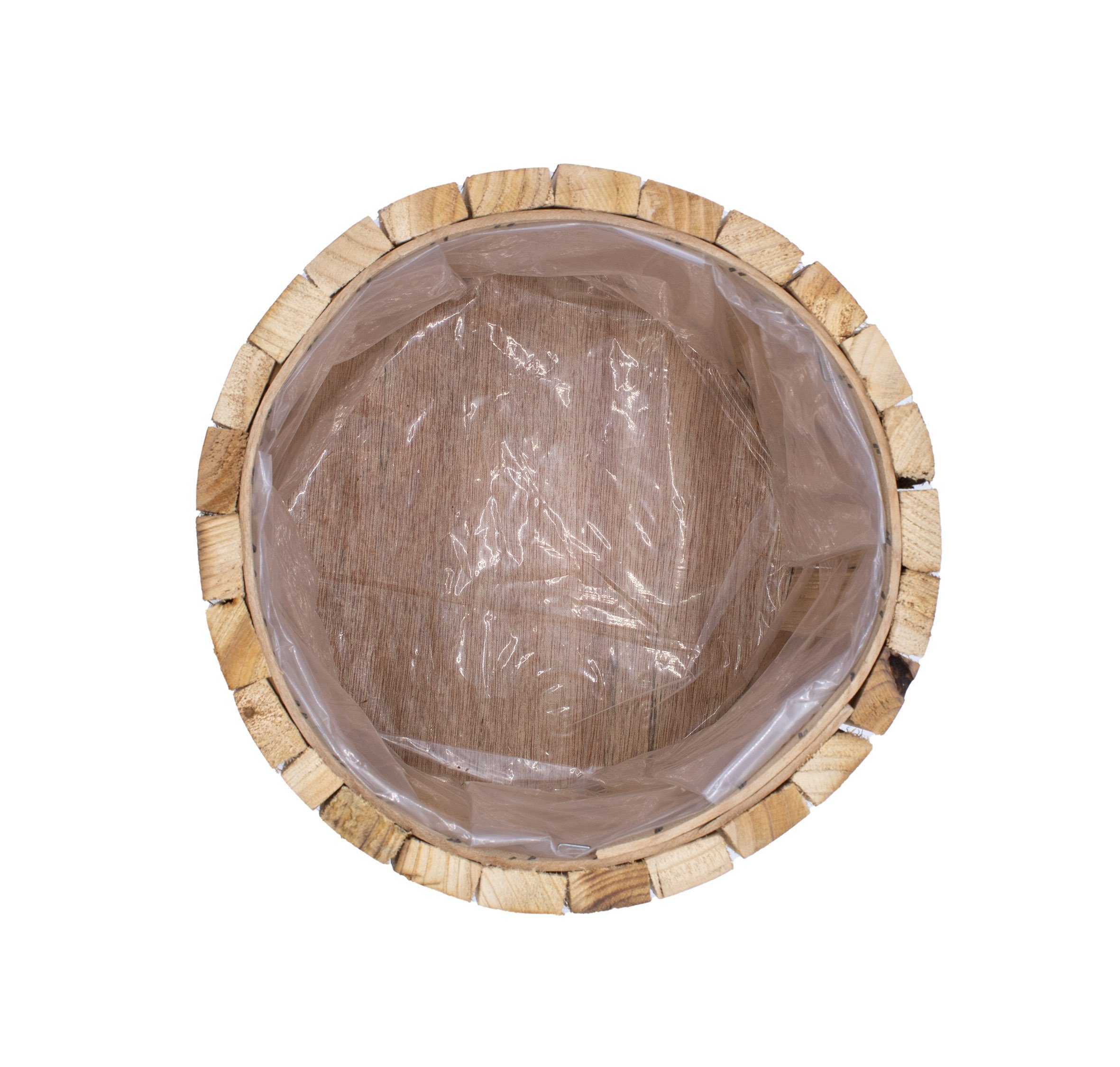 Spetebo Blumentopf Holz Pflanztopf im 3er Set - 23 / 20 / 14 cm (Set, 1 St., 3er), Blumentopf Übertopf mit Folie