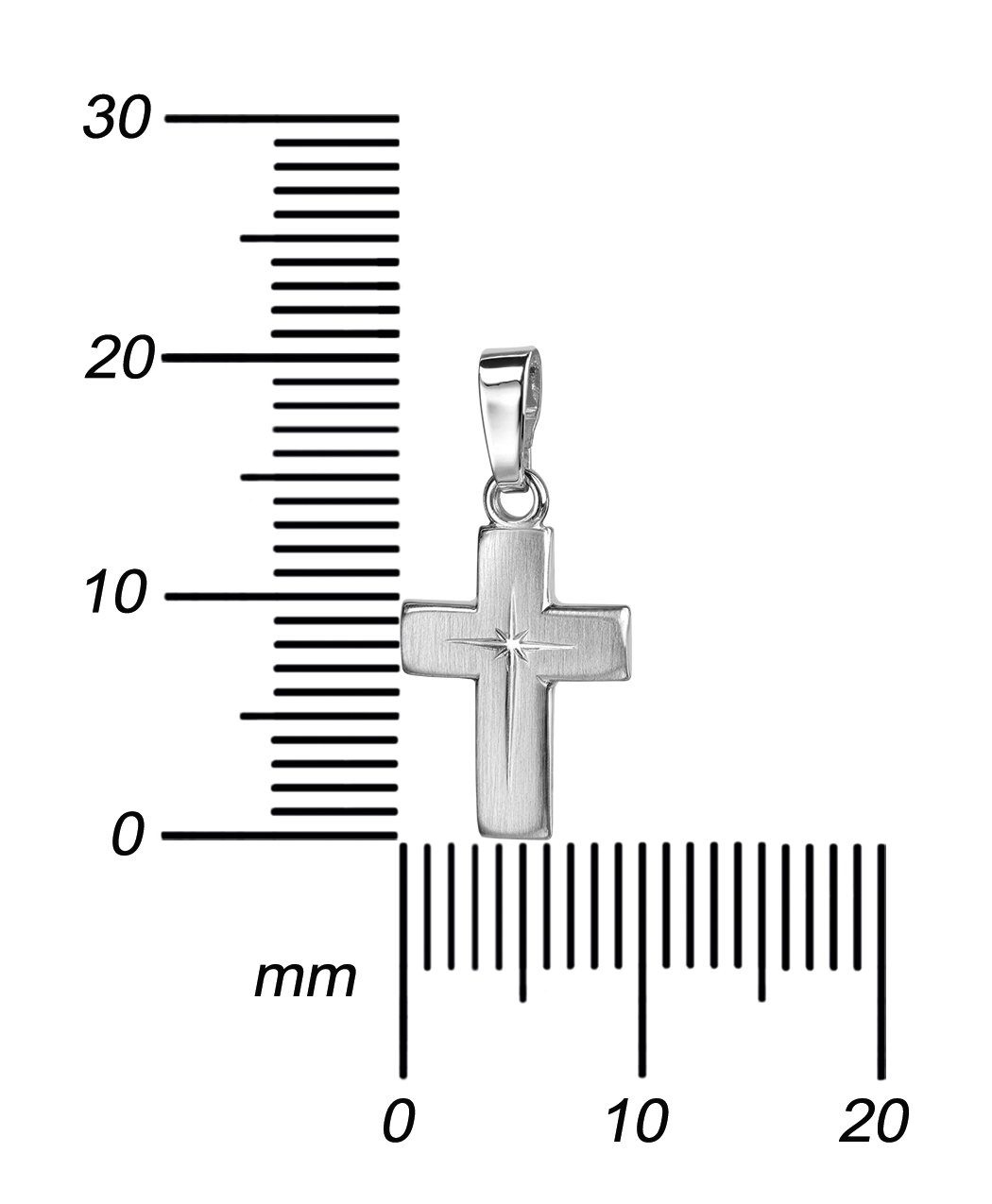 JEVELION Kreuzkette Kreuzanhänger 925 Silber - Made in Germany (Silberkreuz, für Damen und Kinder), Mit Silberkette 925 - Länge wählbar 36 - 70 cm oder ohne Kette.