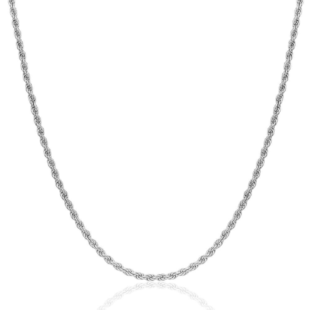 Miore Silberkette SIL025N - Halskette Kordelkette - 45 cm + 5 cm aus 925 Sterling Silber, Kettendicke 2 mm Karabinerverschluss