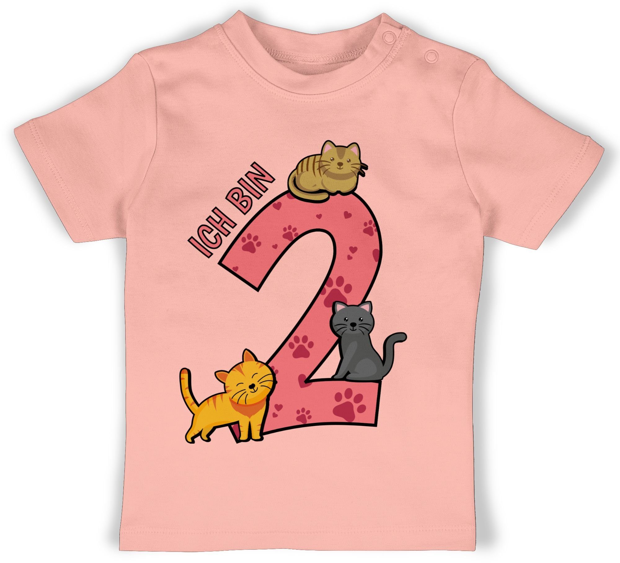 Shirtracer T-Shirt Ich bin 2 2. Geburtstag 1 Babyrosa