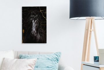 OneMillionCanvasses® Leinwandbild Pferd - Gold - Marmor, (1 St), Leinwandbild fertig bespannt inkl. Zackenaufhänger, Gemälde, 20x30 cm