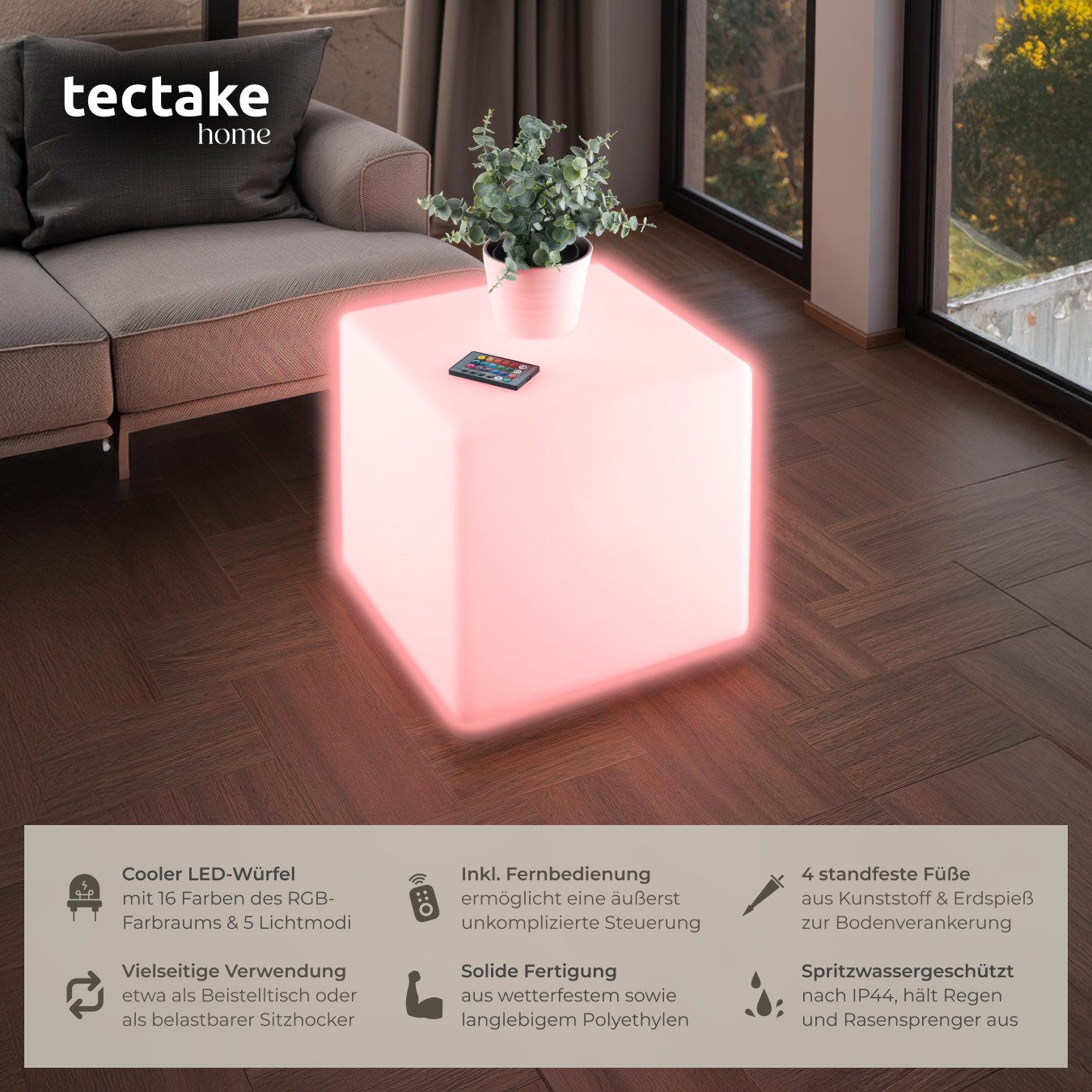 tectake LED Gartenleuchte Leuchtwürfel Luminous Cube, günstig online kaufen
