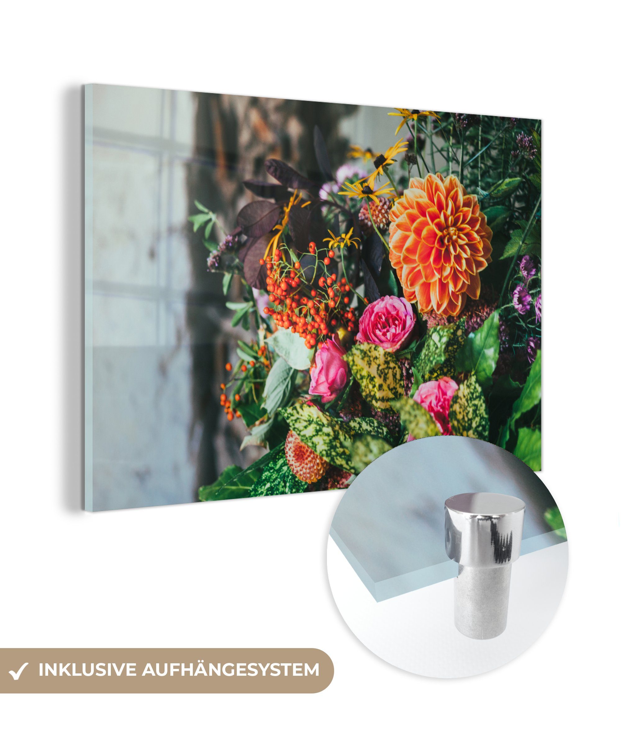 MuchoWow Acrylglasbild Blumen - Licht - Natur, (1 St), Acrylglasbilder Wohnzimmer & Schlafzimmer