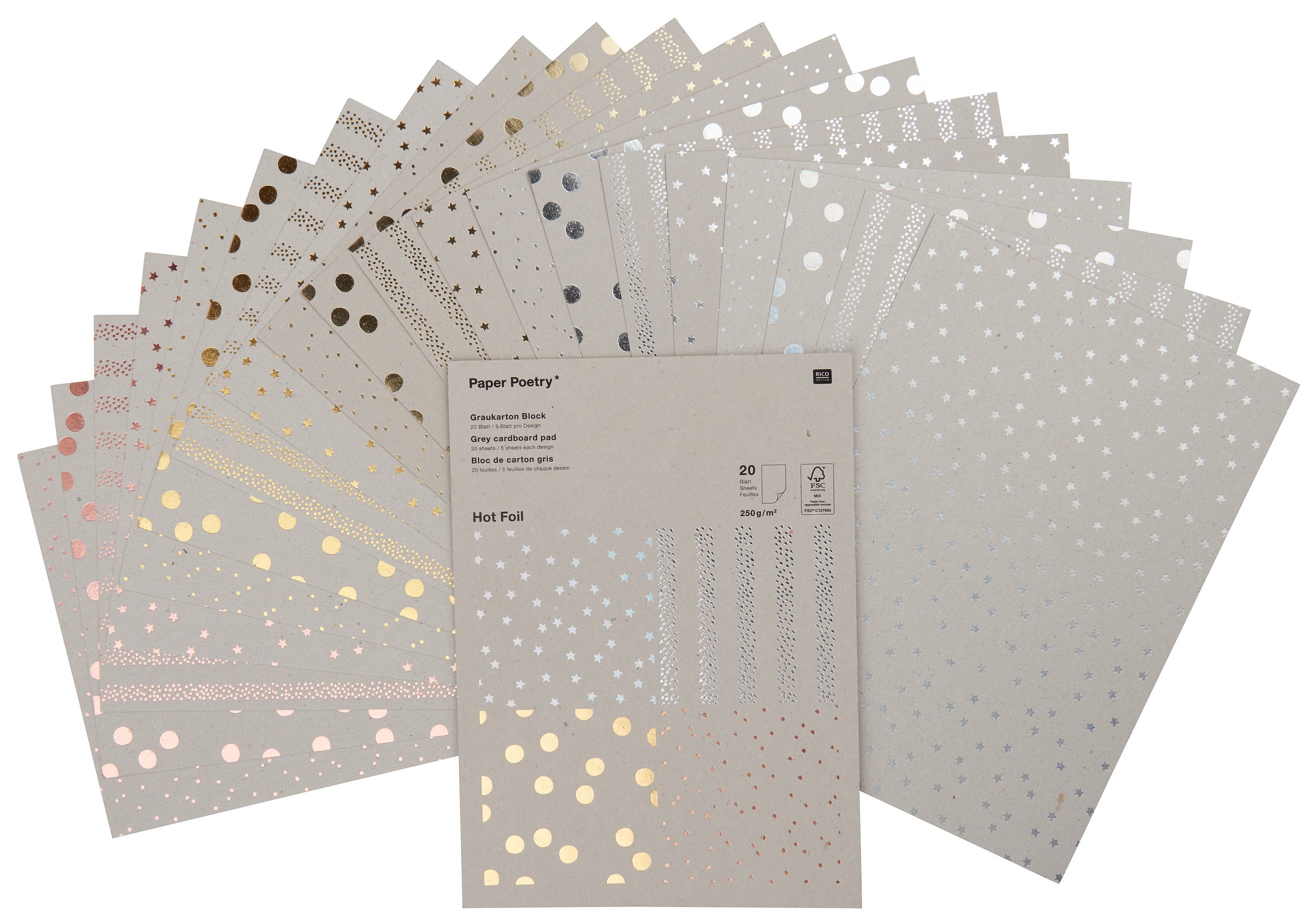 Rico Design Kraftpapier Hot Foil, 20 Blatt