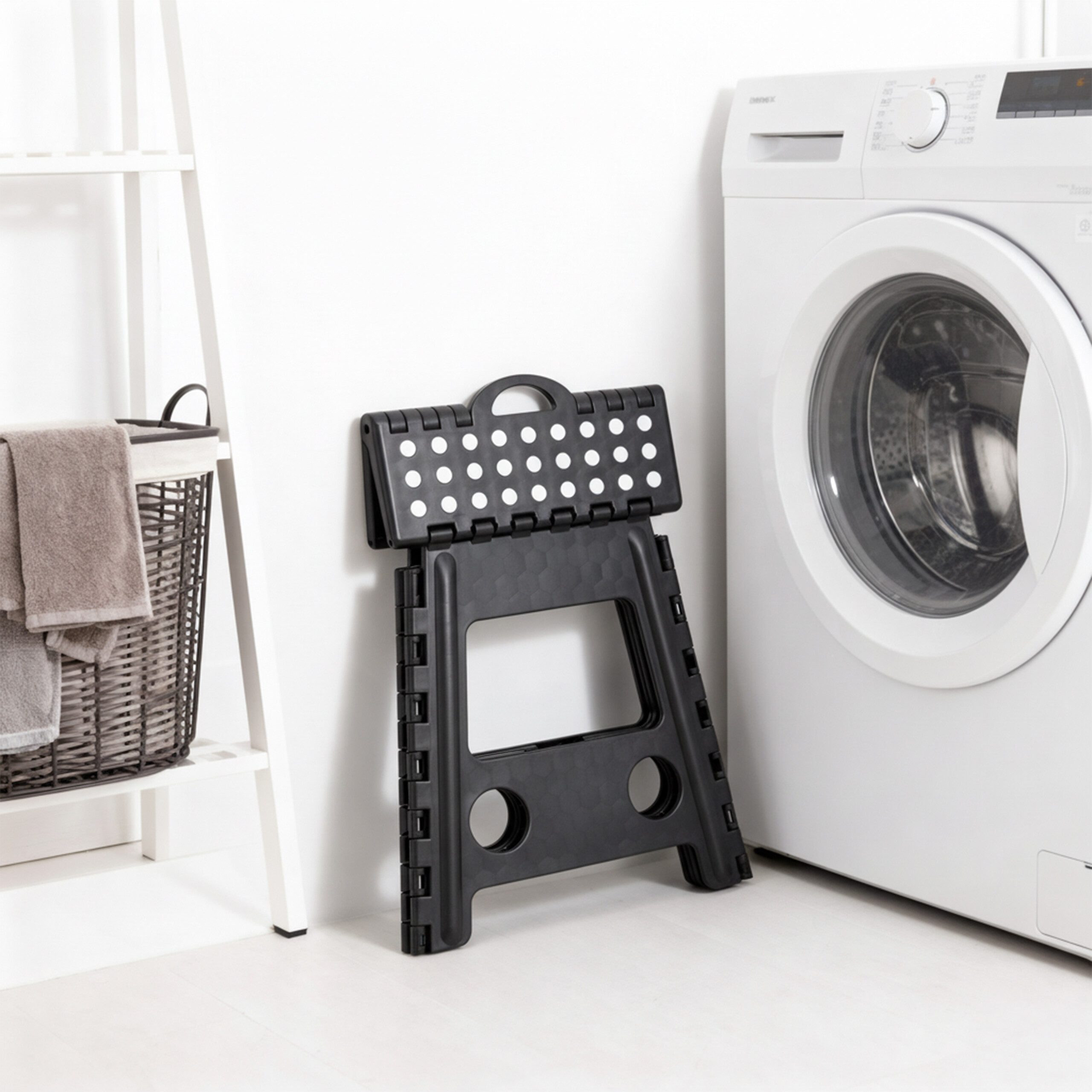 relaxdays Tritthocker Klapphocker faltbar XL, schwarz