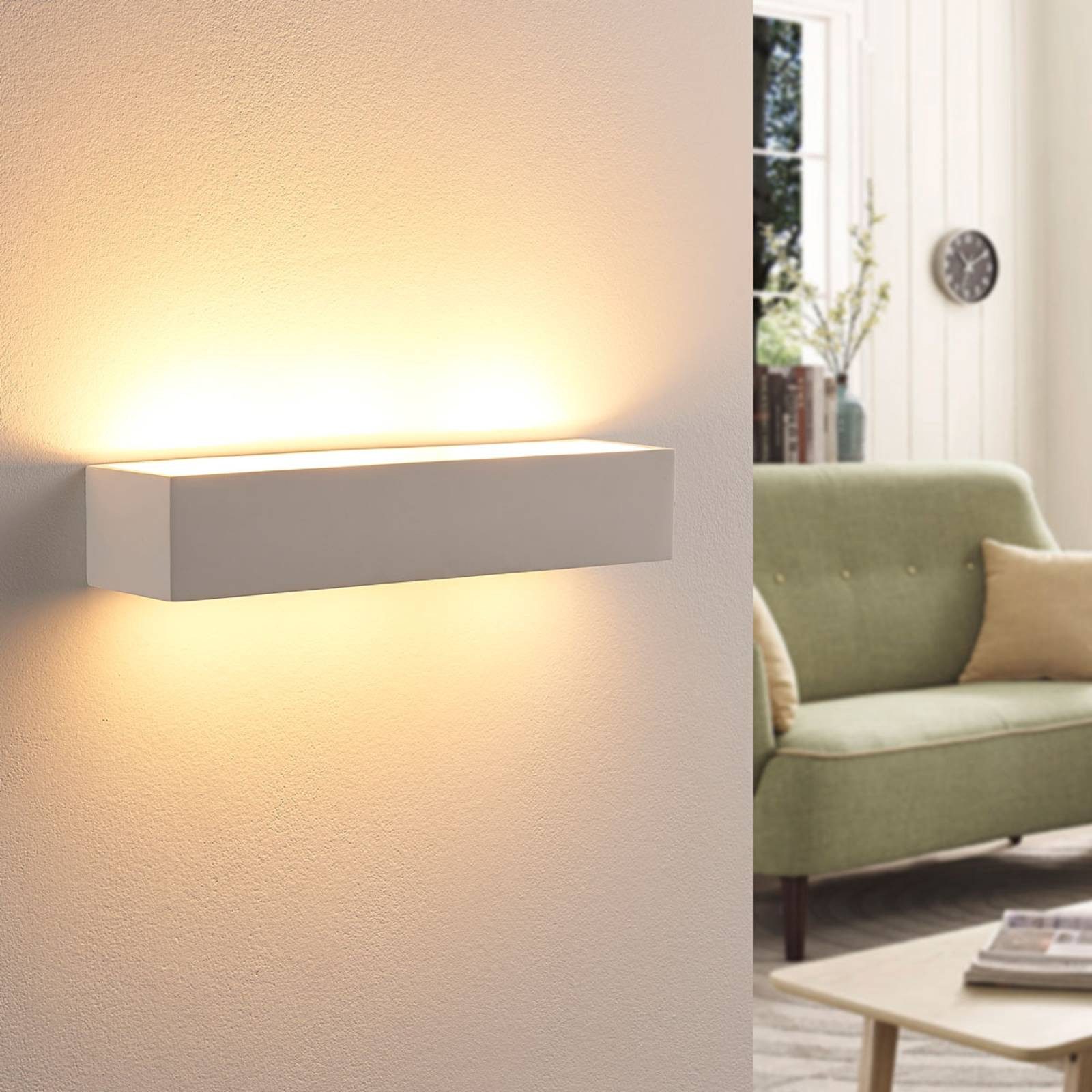 Lindby Wandleuchte Arya, Gips Weiß IP20, 2 x 5 W LED günstig online kaufen