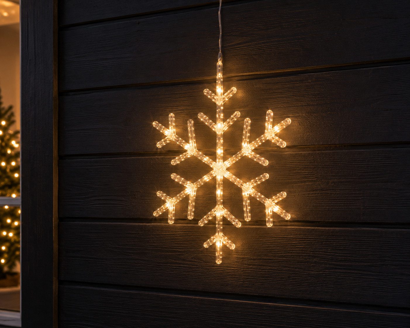 Lumineo LED Fensterleuchter LED Schneeflocke Winterlicht warmweiß 40 LEDs für Innen & Außen