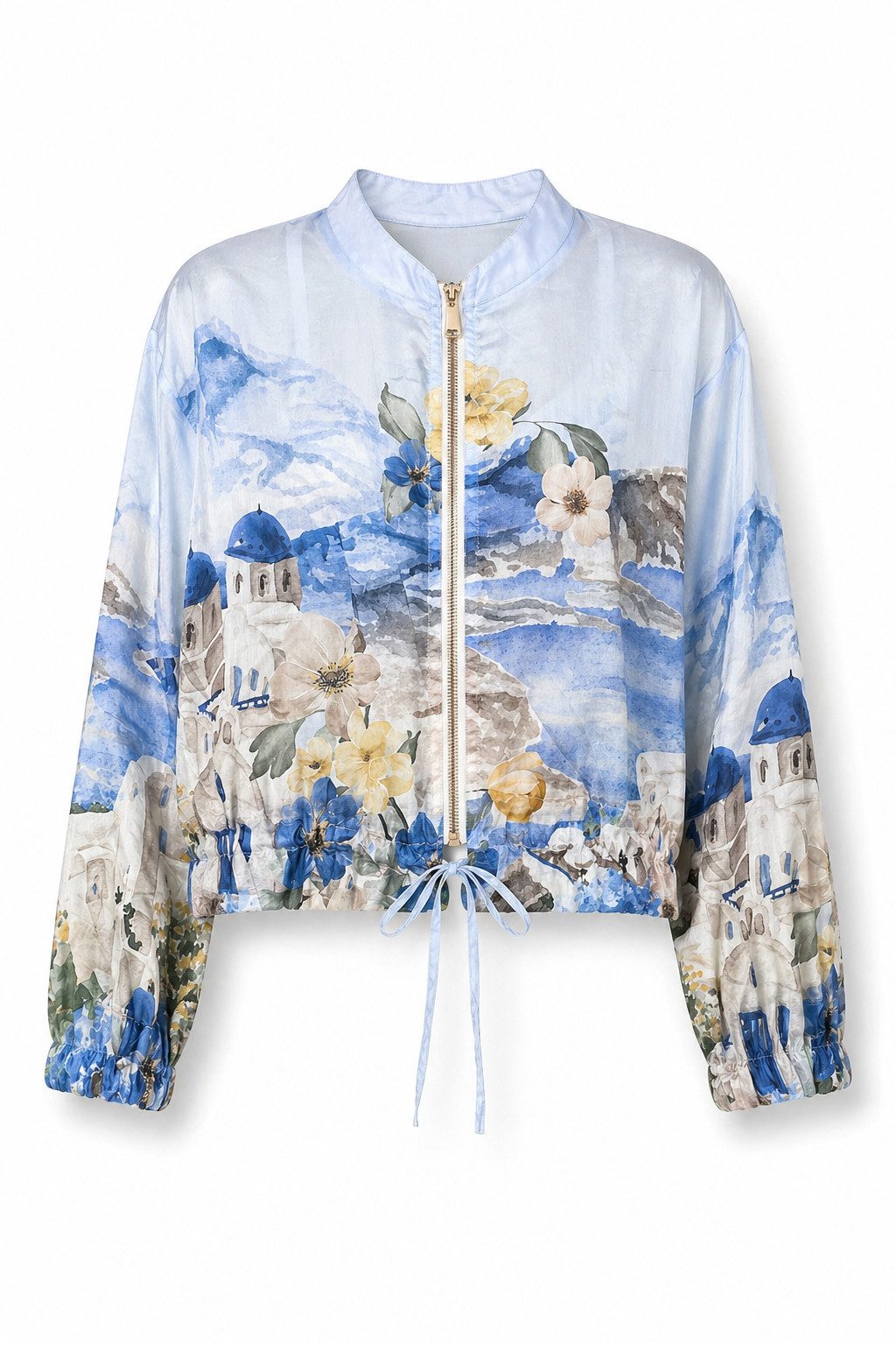 ITALY VIBES Blouson - Blusenjacke - Sommerjacke - All-Over-Print - ITALY VIBES - blau ONE SIZE- passend für Größen XS-M
