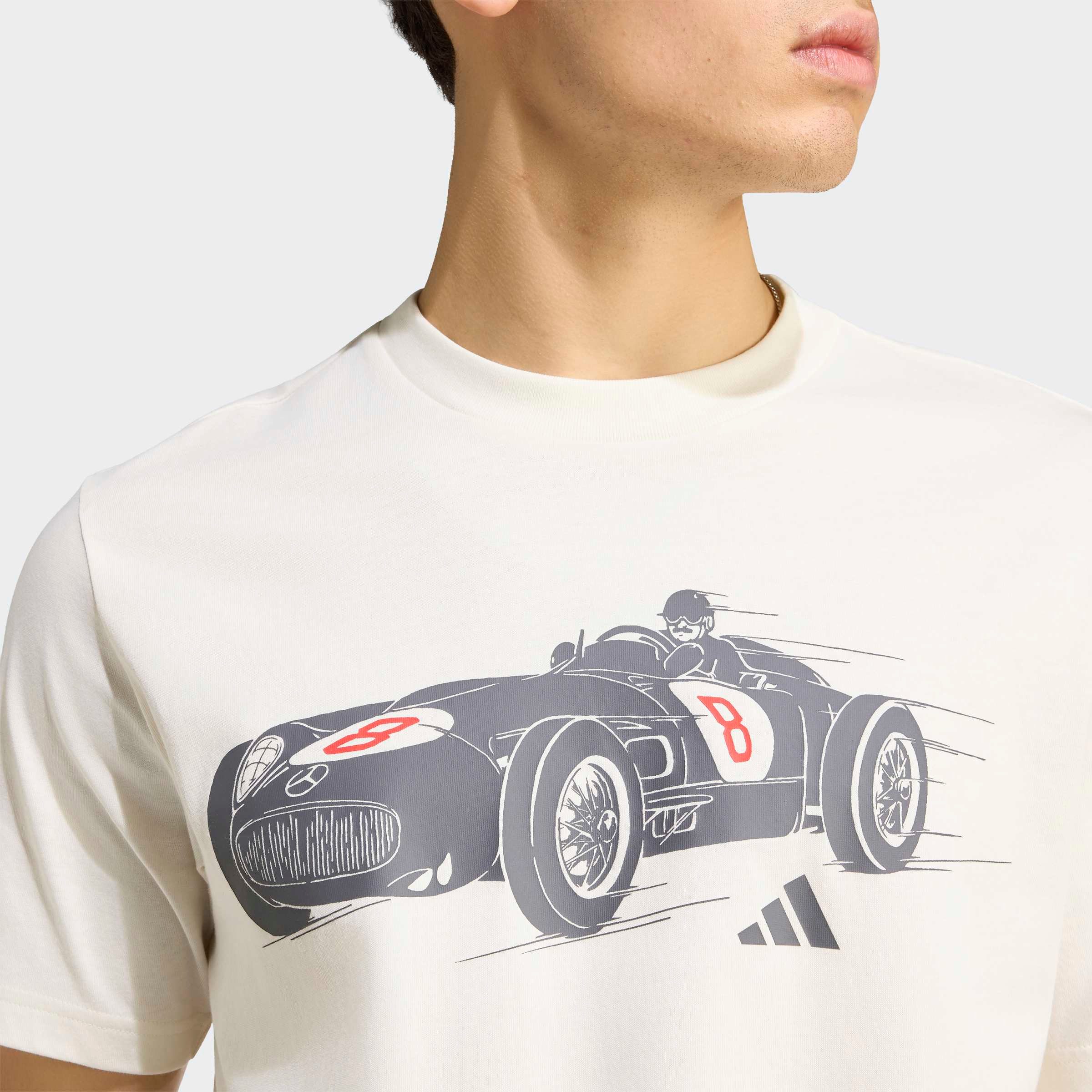 adidas Performance T-Shirt MERCEDES-AMG PETRONAS FORMULA 1 TEAM SILVER ARROWS 1955, GRAFIK für Erwachsene, mit Rundhalsausschnitt, ohne Verschluss, aus Baumwolle