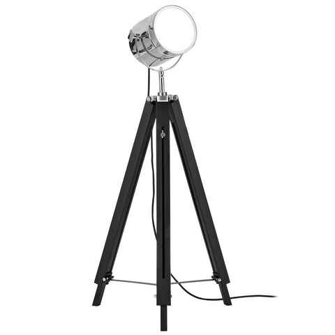 lux.pro Stehlampe, ohne Leuchtmittel, »Tripod« Studio-Scheinwerfer Industrial Design 140cm Schwarz / Chrom