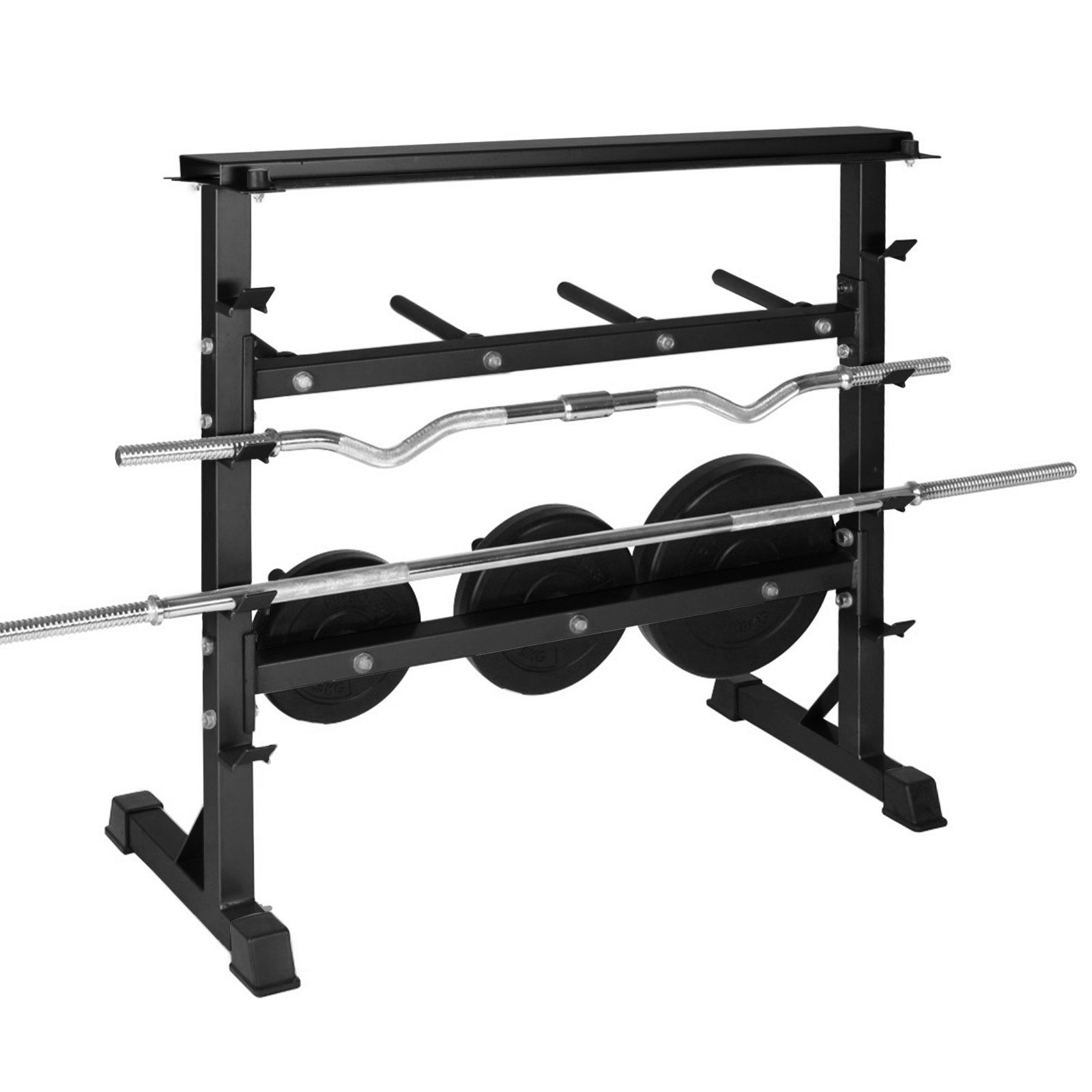 Physionics Langhantelstange Hantelständer - Stahl, bis 300kg Langhantelständer, Kurzhantelständer, Hantelablage