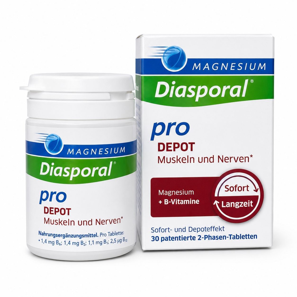 Protina Pharmazeutische GmbH MAGNESIUM DIASPORAL pro+B-Vit.DEPOT Musk.+Nerv.Tab Tabletten