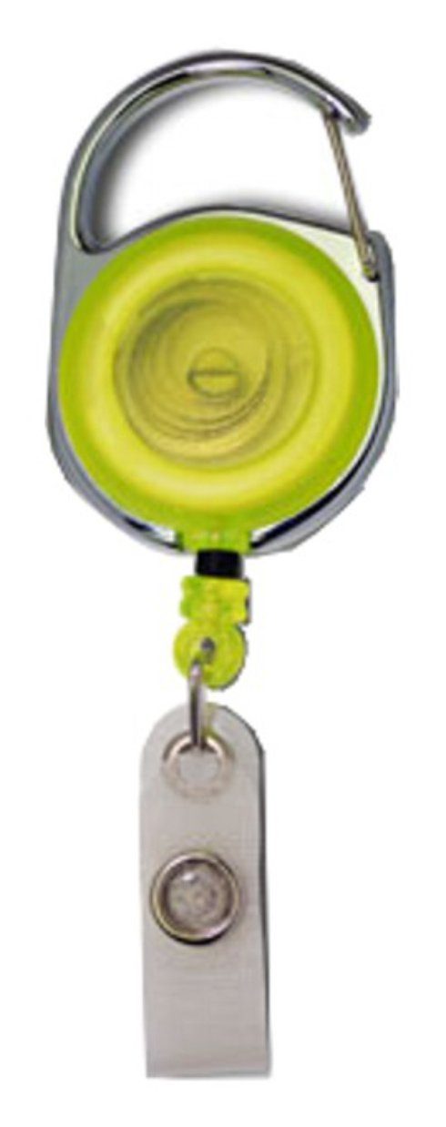 Kranholdt Schlüsselanhänger Jojo / Ausweishalter / Ausweisclip runde Form (100-tlg), Metallumrandung, Druckknopfschlaufe Transparent Gelb