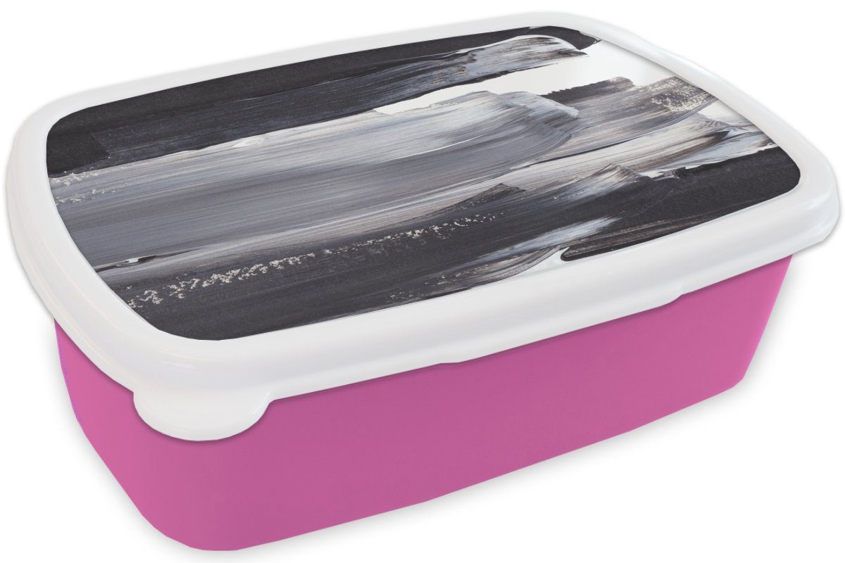 Mädchen, Kinder, - - Brotbox Erwachsene, Kunststoff MuchoWow Lunchbox Farbe (2-tlg), für rosa Kunststoff, Snackbox, Design, Schwarz Brotdose