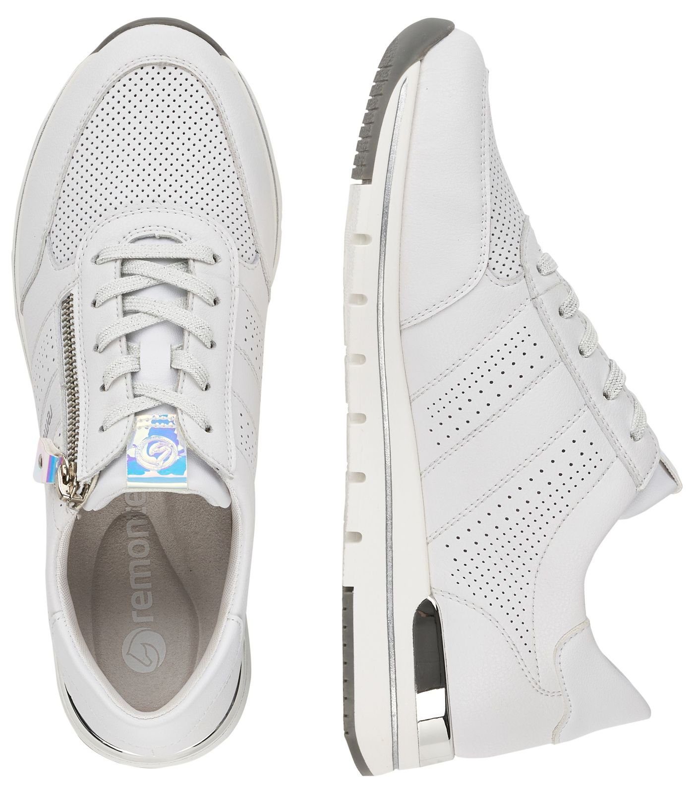 Glattleder Sneaker Remonte weiss/silber-multi/w Sneaker