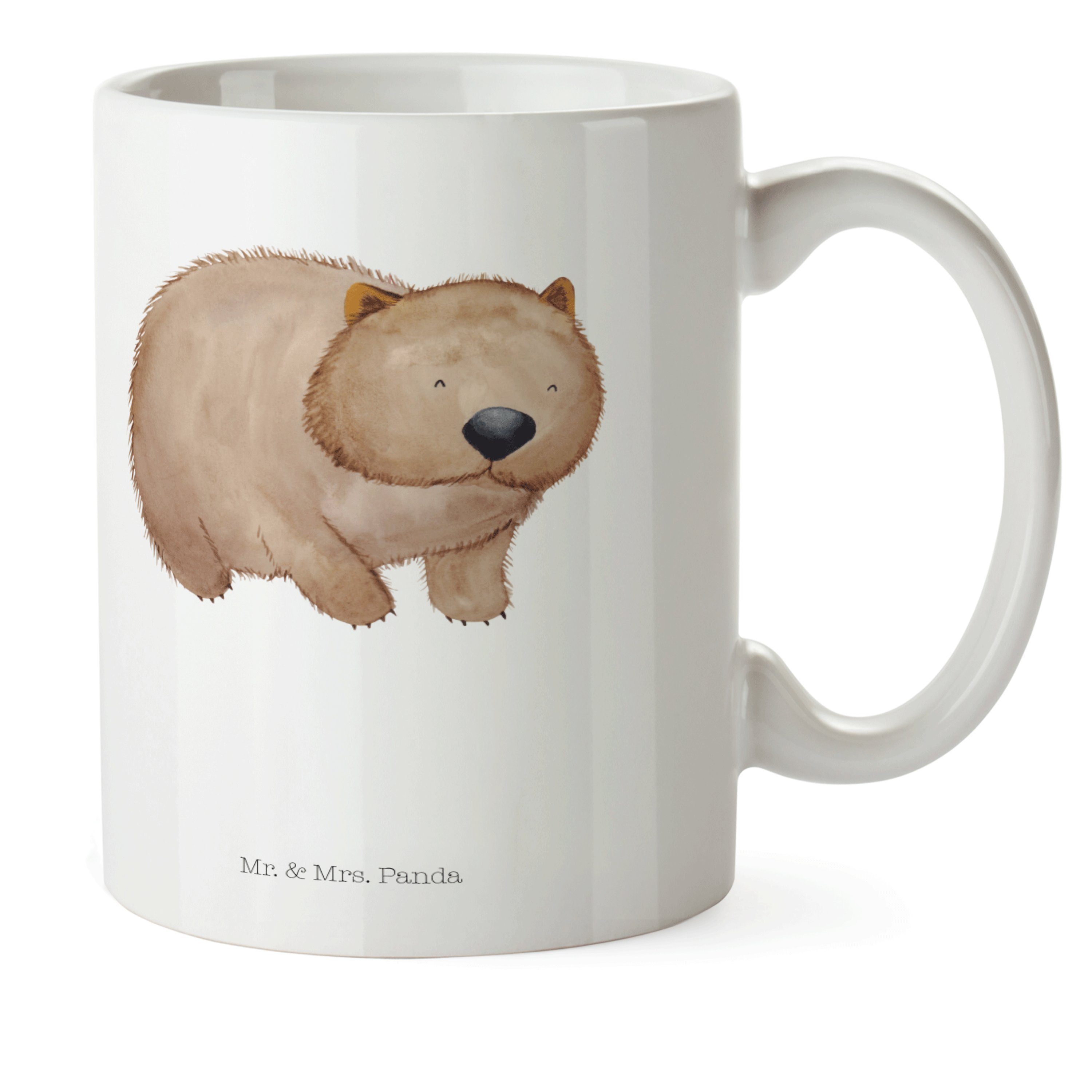 Mr. & Mrs. Panda Kinderbecher Wombat - Weiß - Geschenk, Kunststoff Tasse, Das Leben ist schön, Tass, Kunststoff