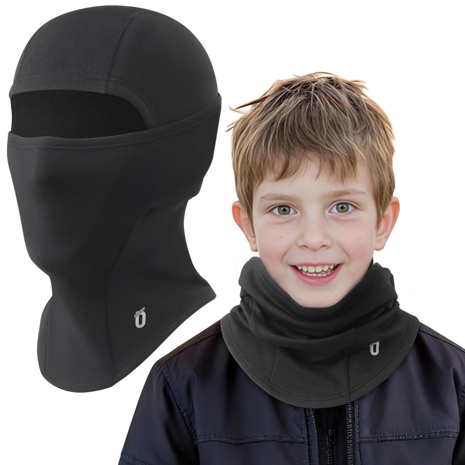 LuxusKollektion Sturmhaube Sturmhaube Kinder Skimaske Winter Fleece winddicht Schwarz