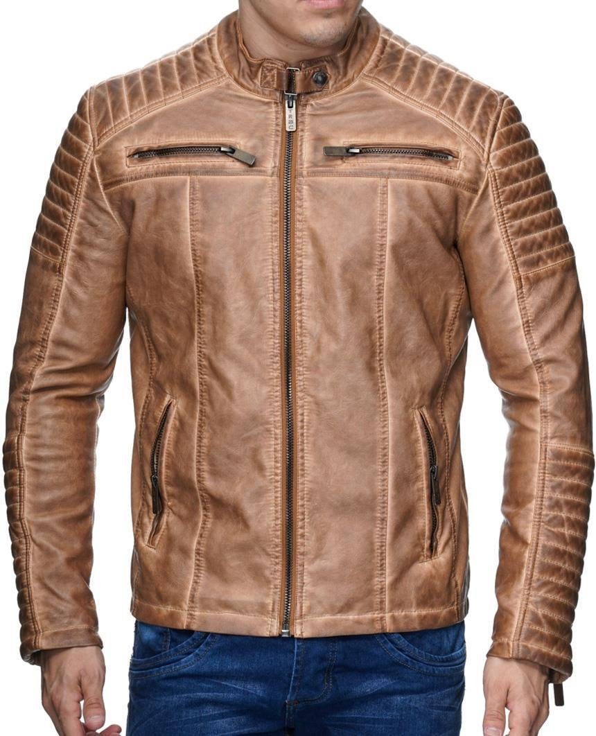 Bikerjacke Kunst- Red Jacke Lederimitatjacke RedBridge Lederjacke Braun Herren Camel Biker Camel Bridge