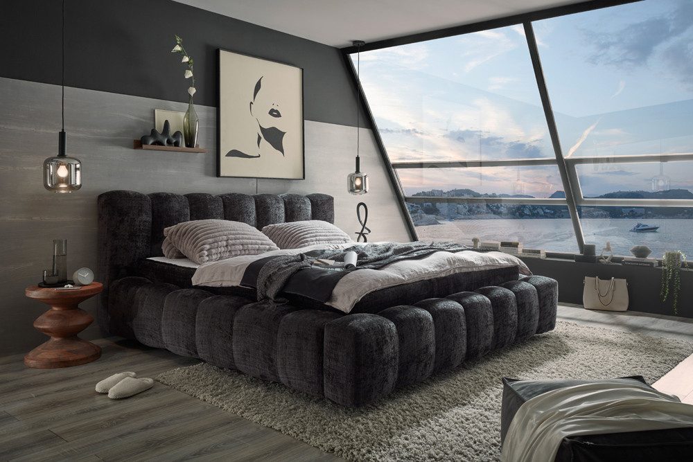 riess-ambiente Polsterbett DIAMOND 180x200cm schwarz Chenille · mit Matratz günstig online kaufen